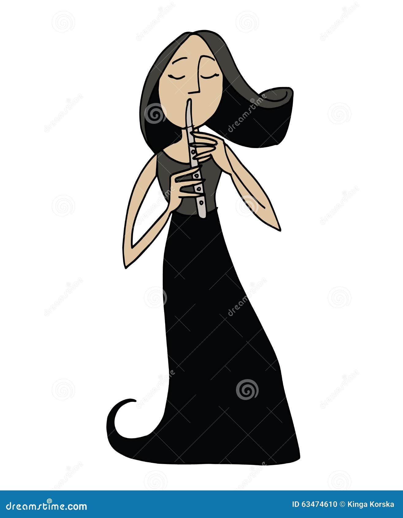 cartoon flutist. musician playing a flute.