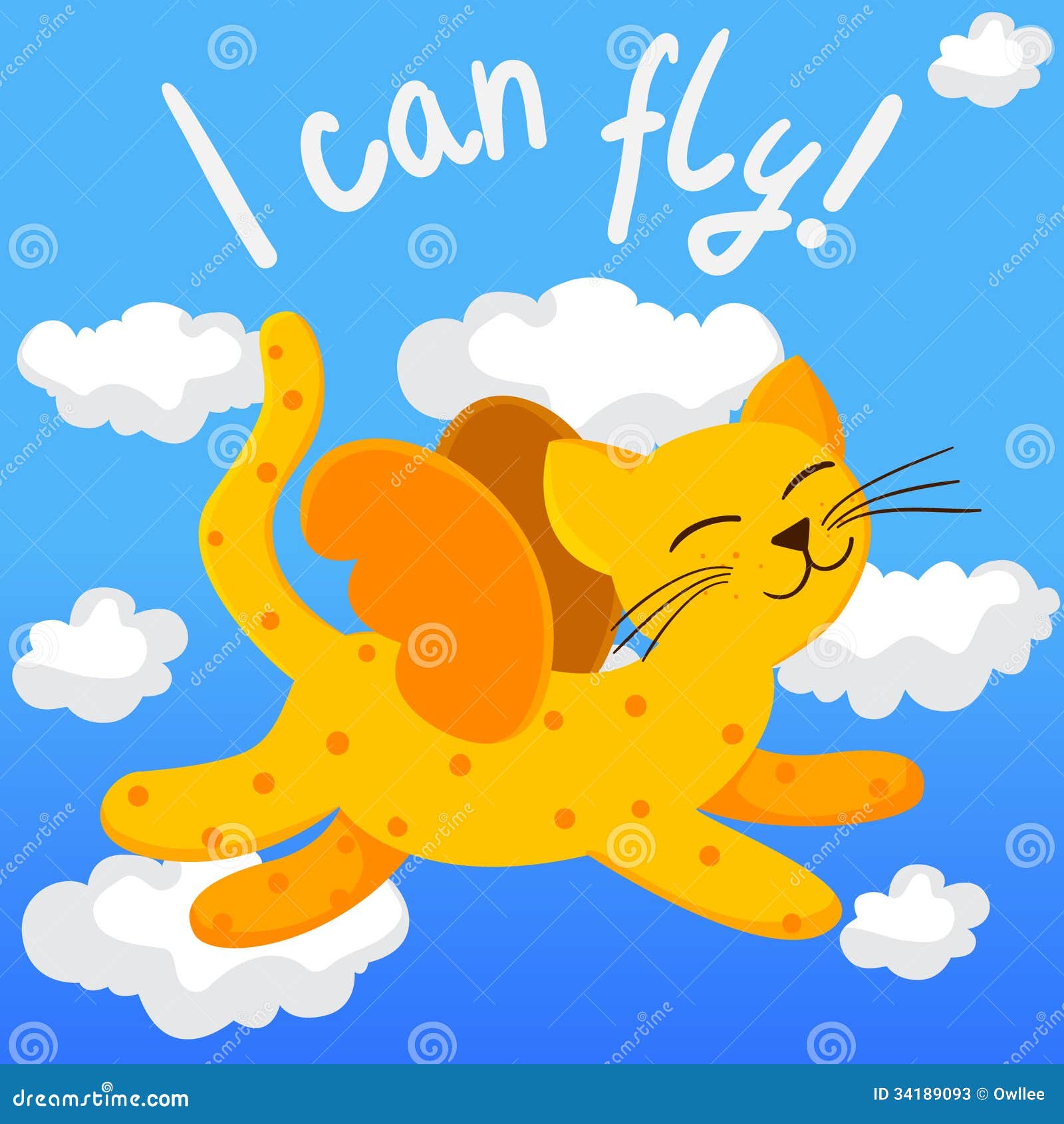  Cartoon  Flying Cat With Wings  Stock Vector Illustration 