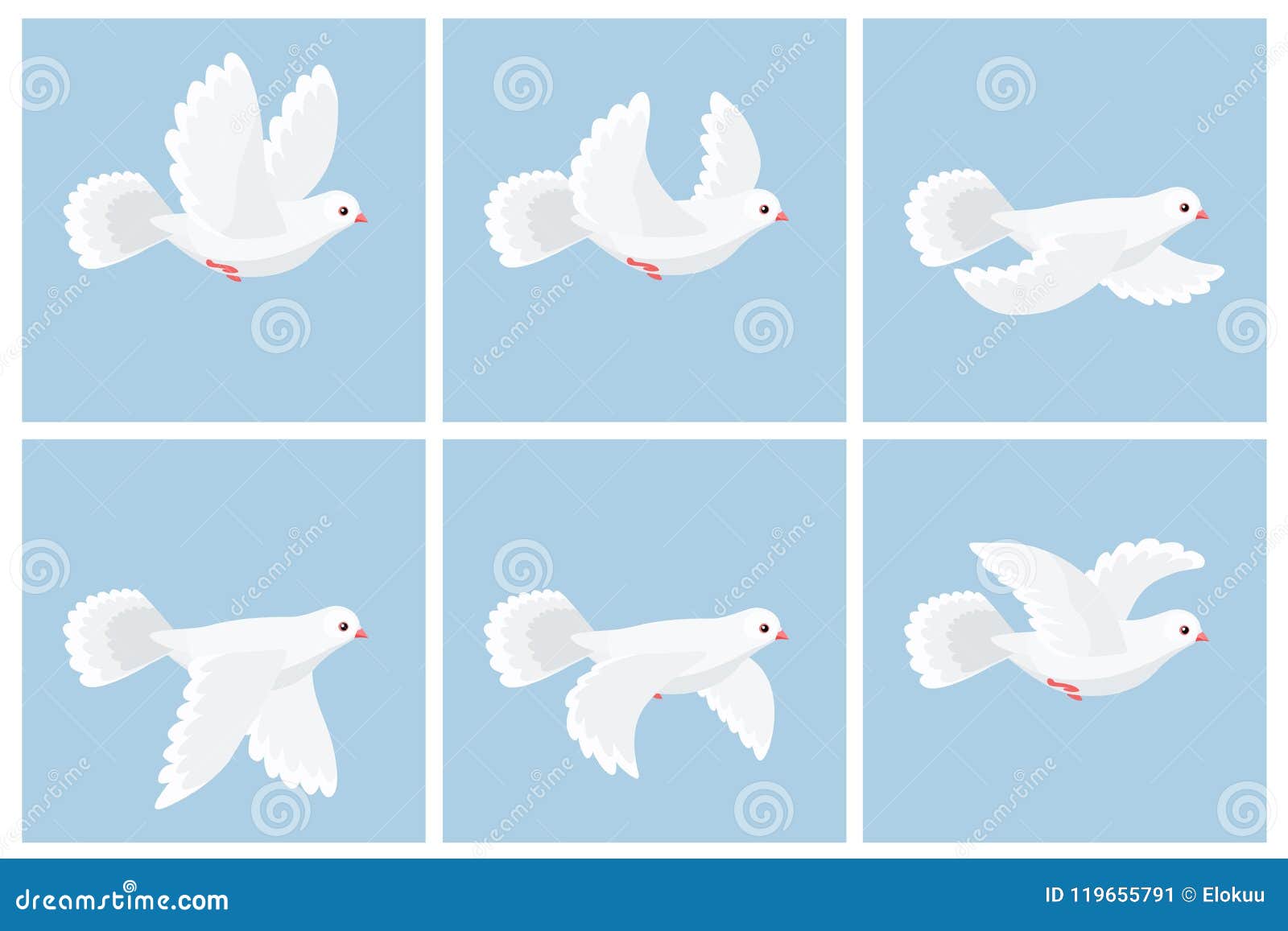 Download Cartoon Flying Dove Animation Sprite Stock Vector ...