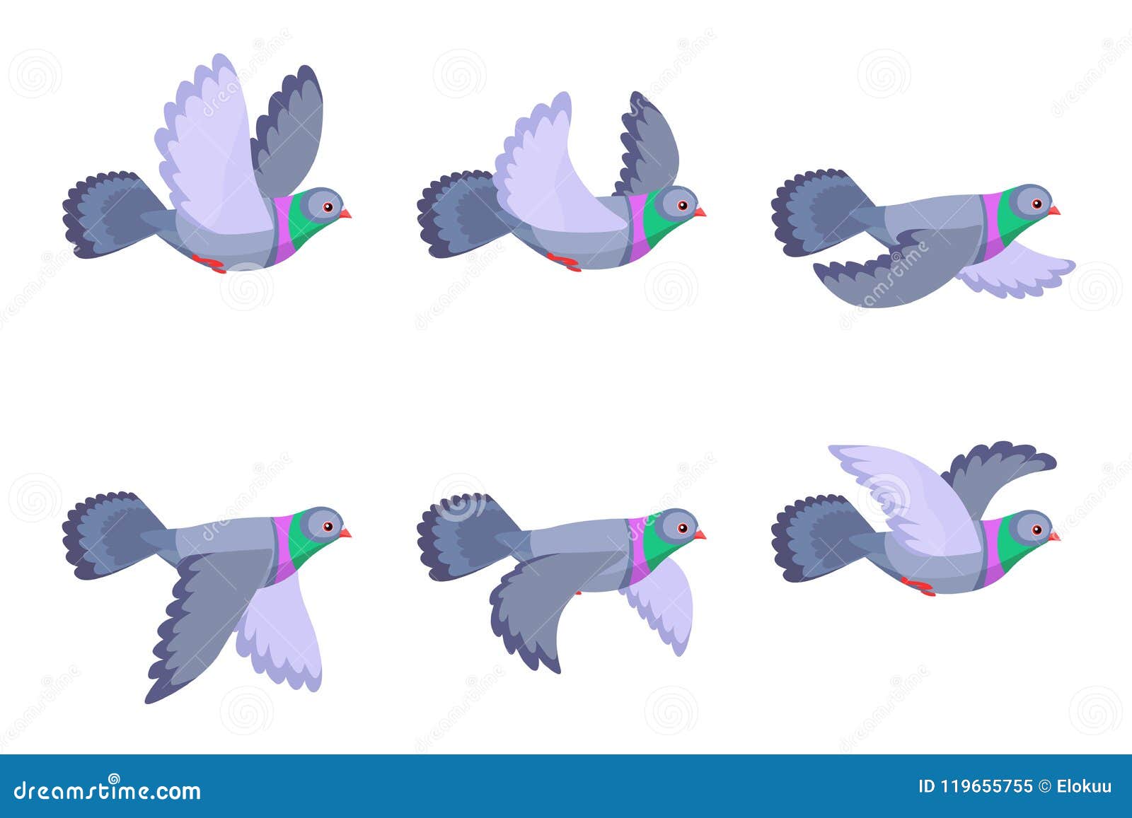 Download Cartoon Flying Pigeon Animation Sprite Isolated Stock ...