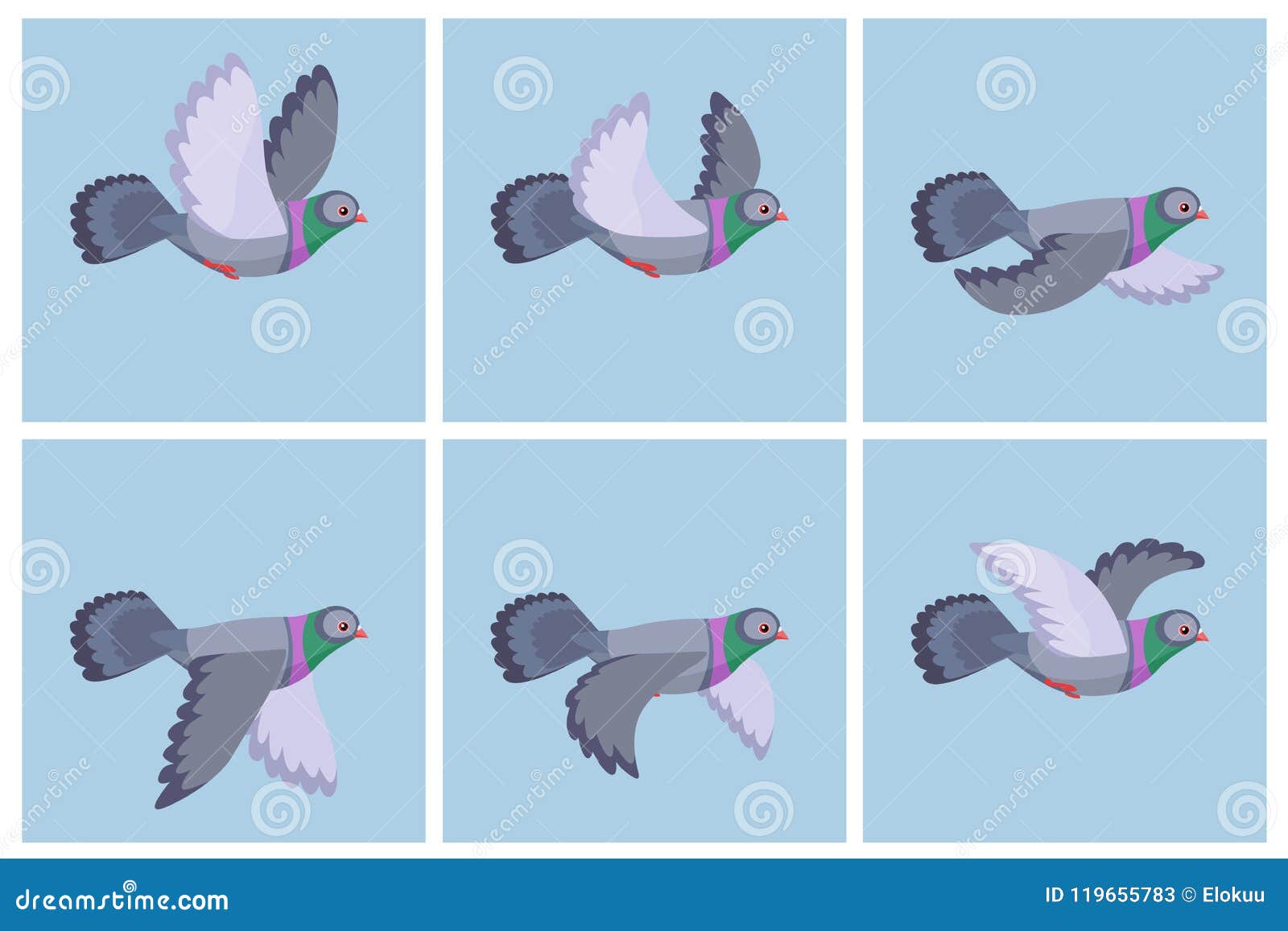 Cartoon Flying Pigeon Animation Sprite Stock Vector ...