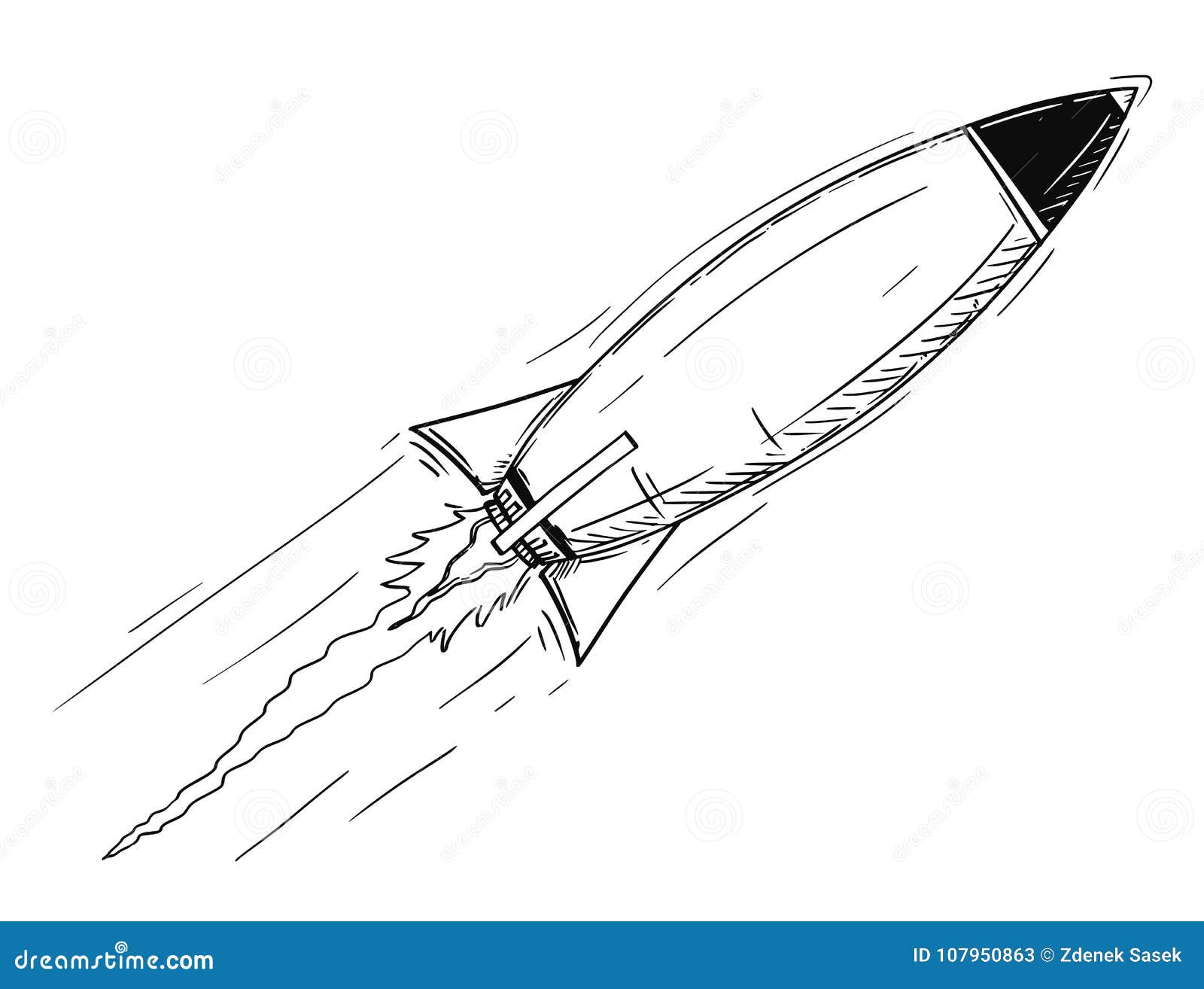 Cartoon of Flying Rocket or Missile Stock Vector - Illustration of