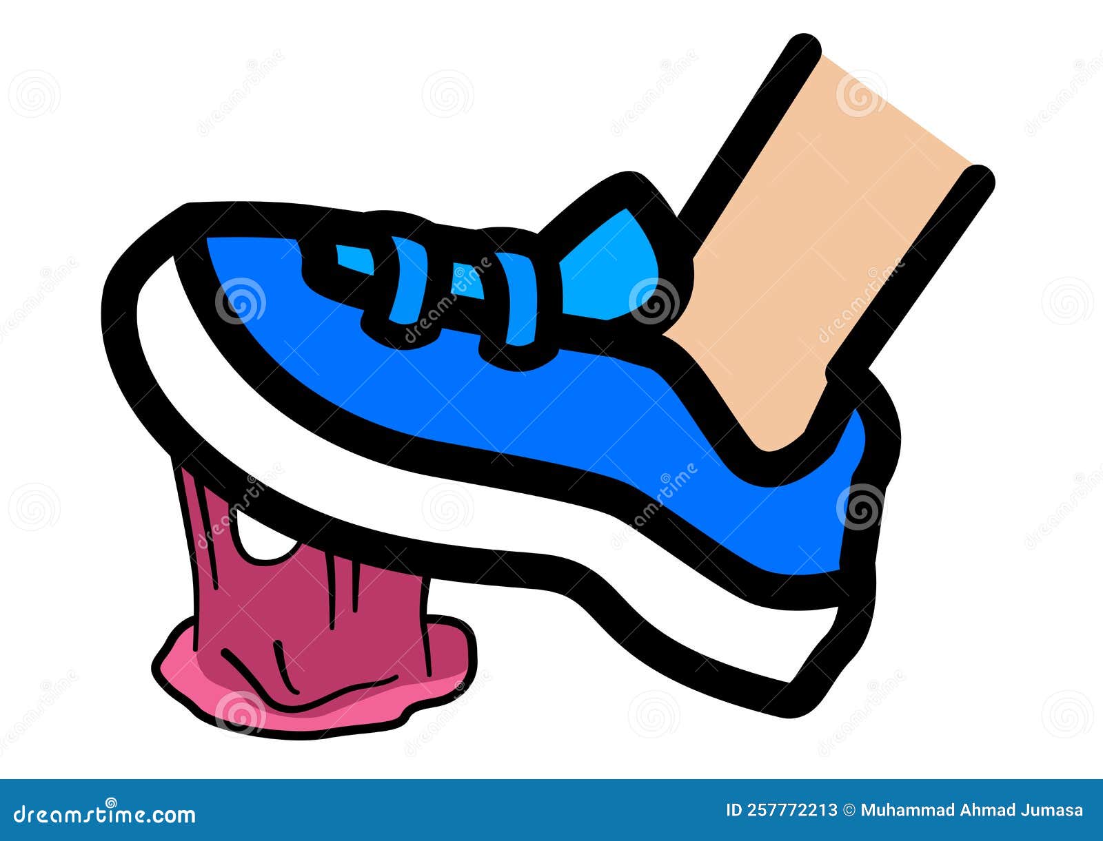 A Cartoon of Foot Stepping on Chewing Gum Stock Illustration ...