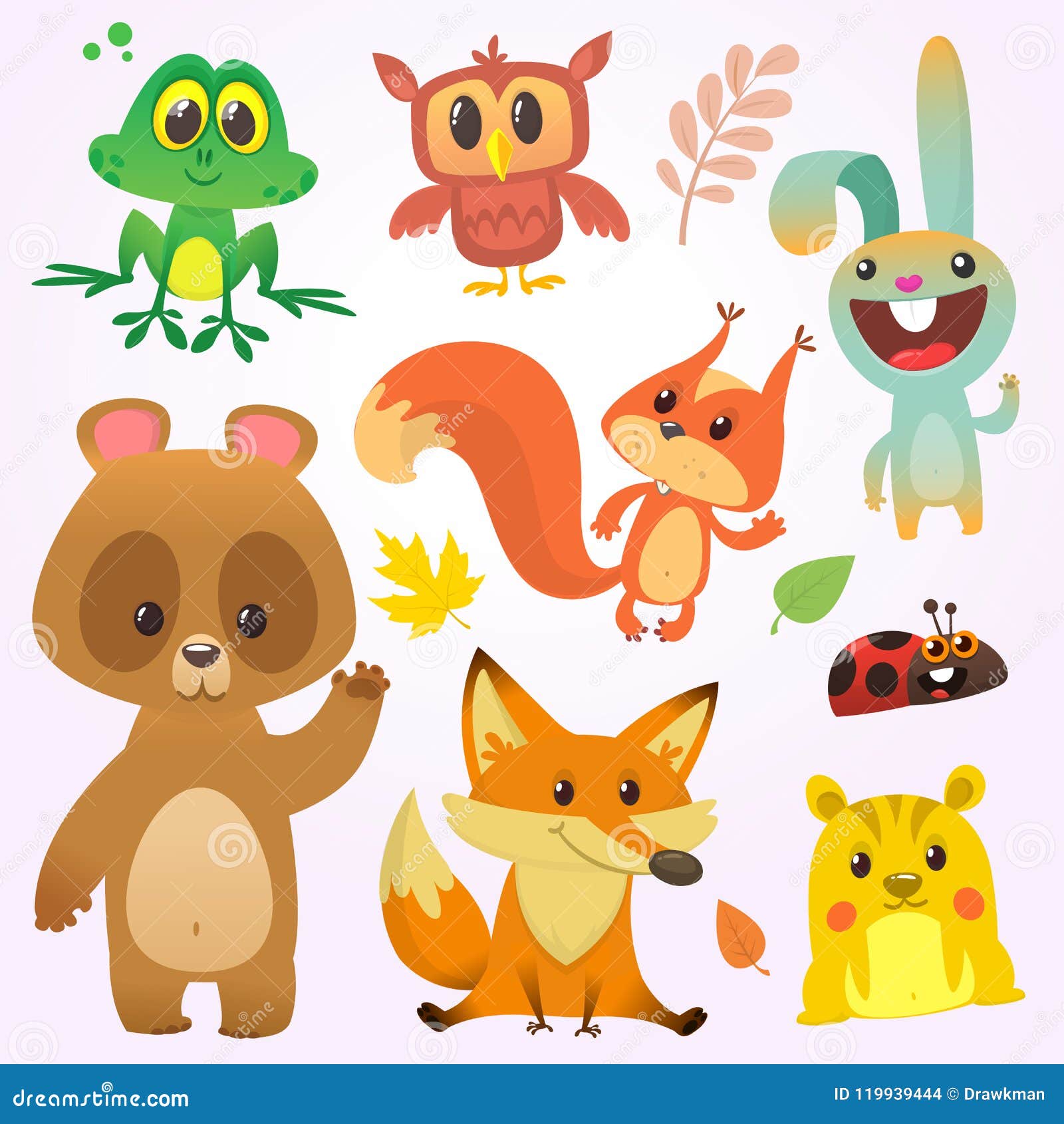 Cartoon Forest Animal Characters. Vector Illustration Stock Vector -  Illustration of forest, funny: 119939444