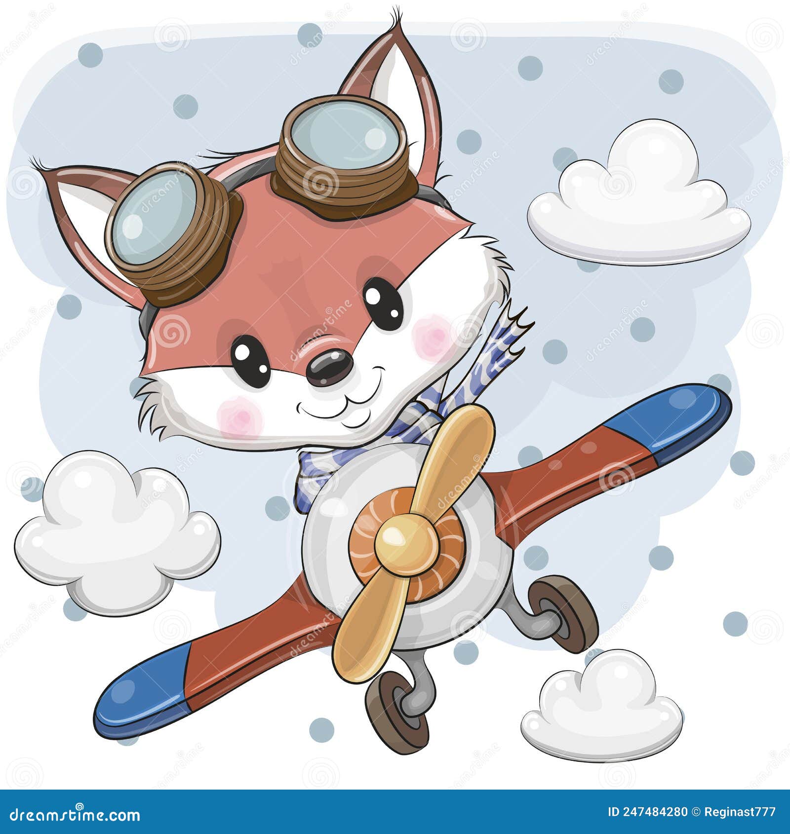 Cartoon Fox is Flying on a Plane Stock Vector Illustration of pilot
