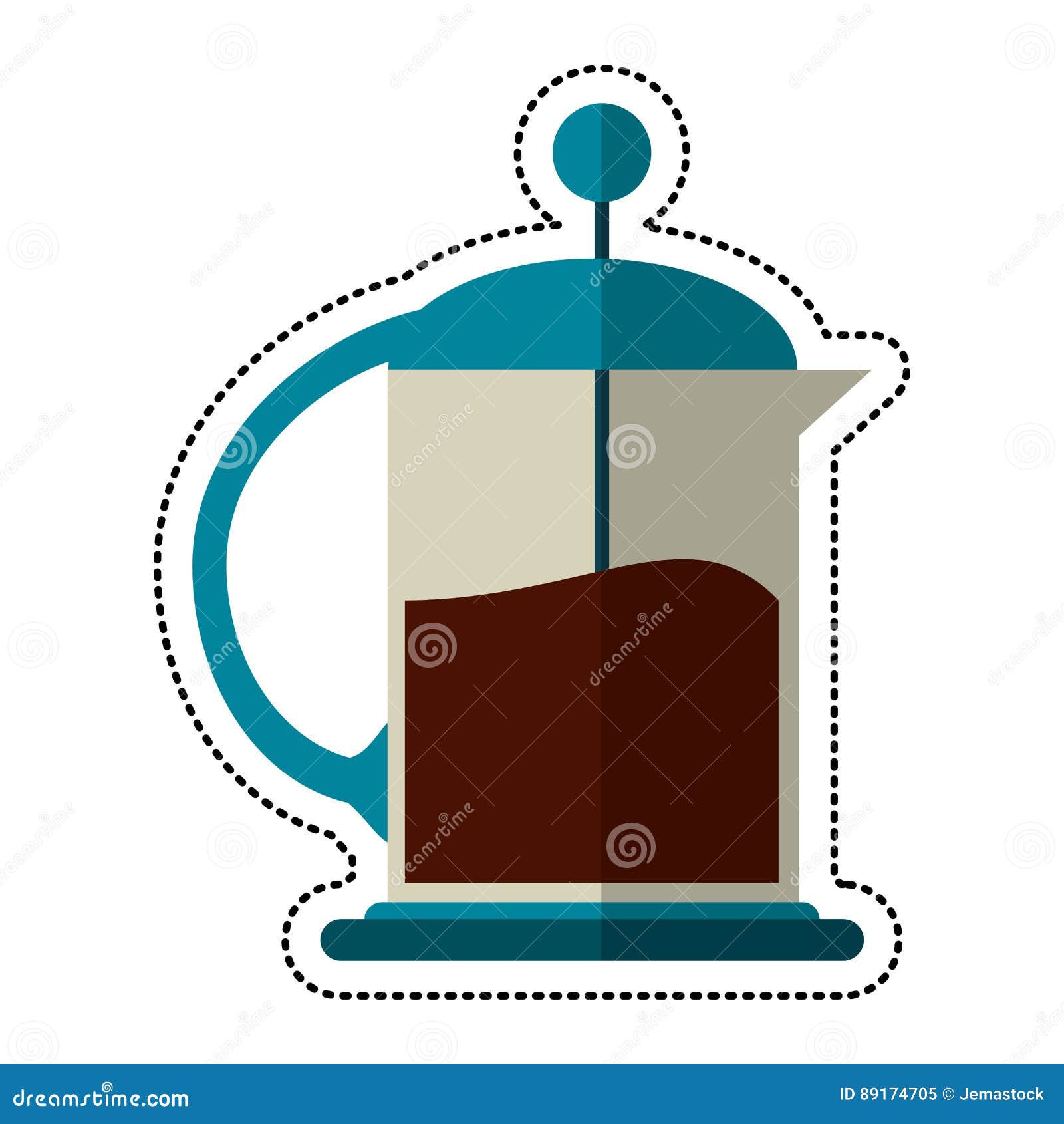 Cartoon French Press Coffee Maker Stock Illustration Illustration of