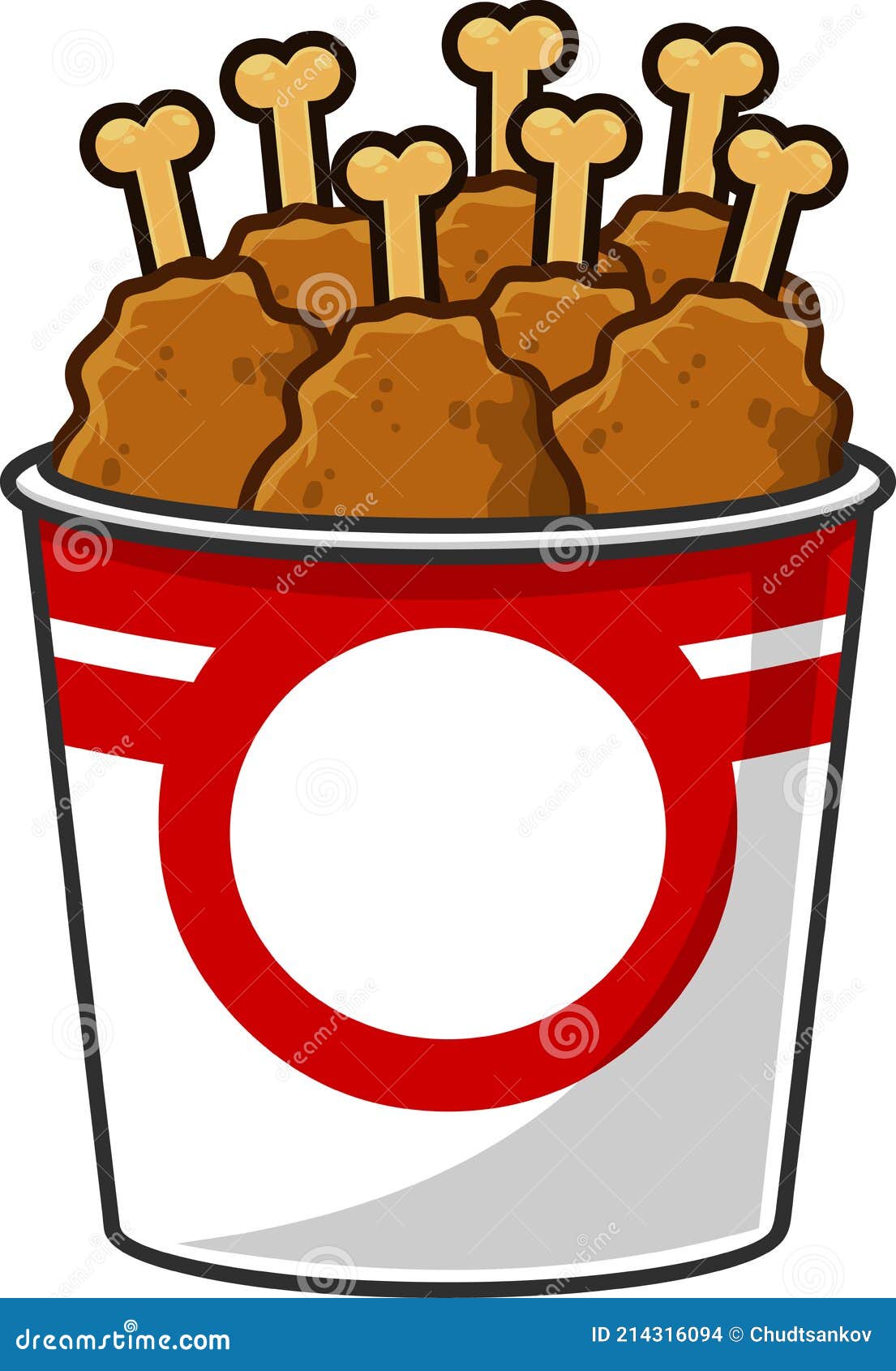 Cartoon Fried Chicken in Bucket Stock Vector - Illustration of junk,  bucket: 214316094