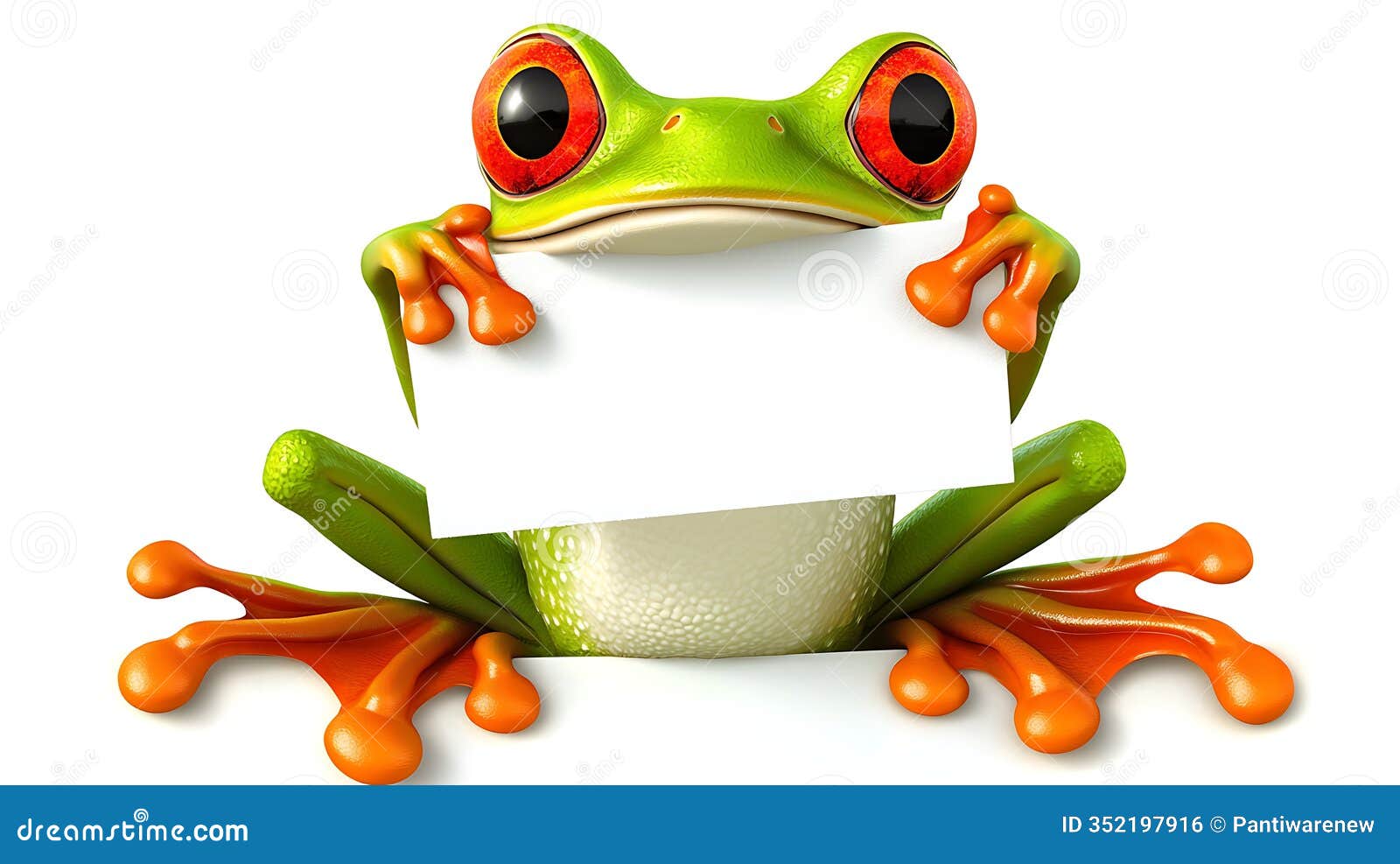 cartoon frog holding a blank sign for your message