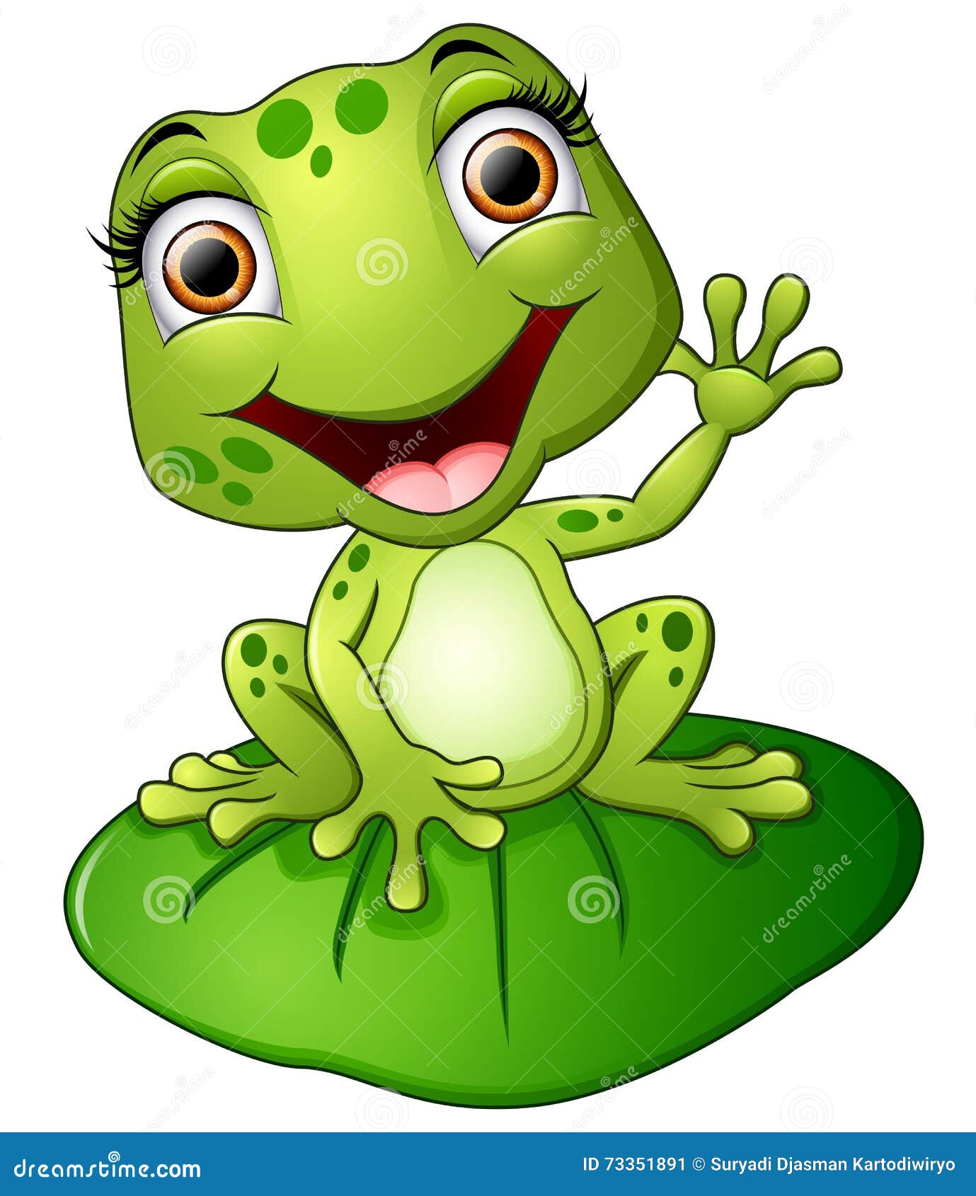 Cartoon Frog Sitting on the Leaf Stock Vector - Illustration of tropical,  cartoon: 73351891