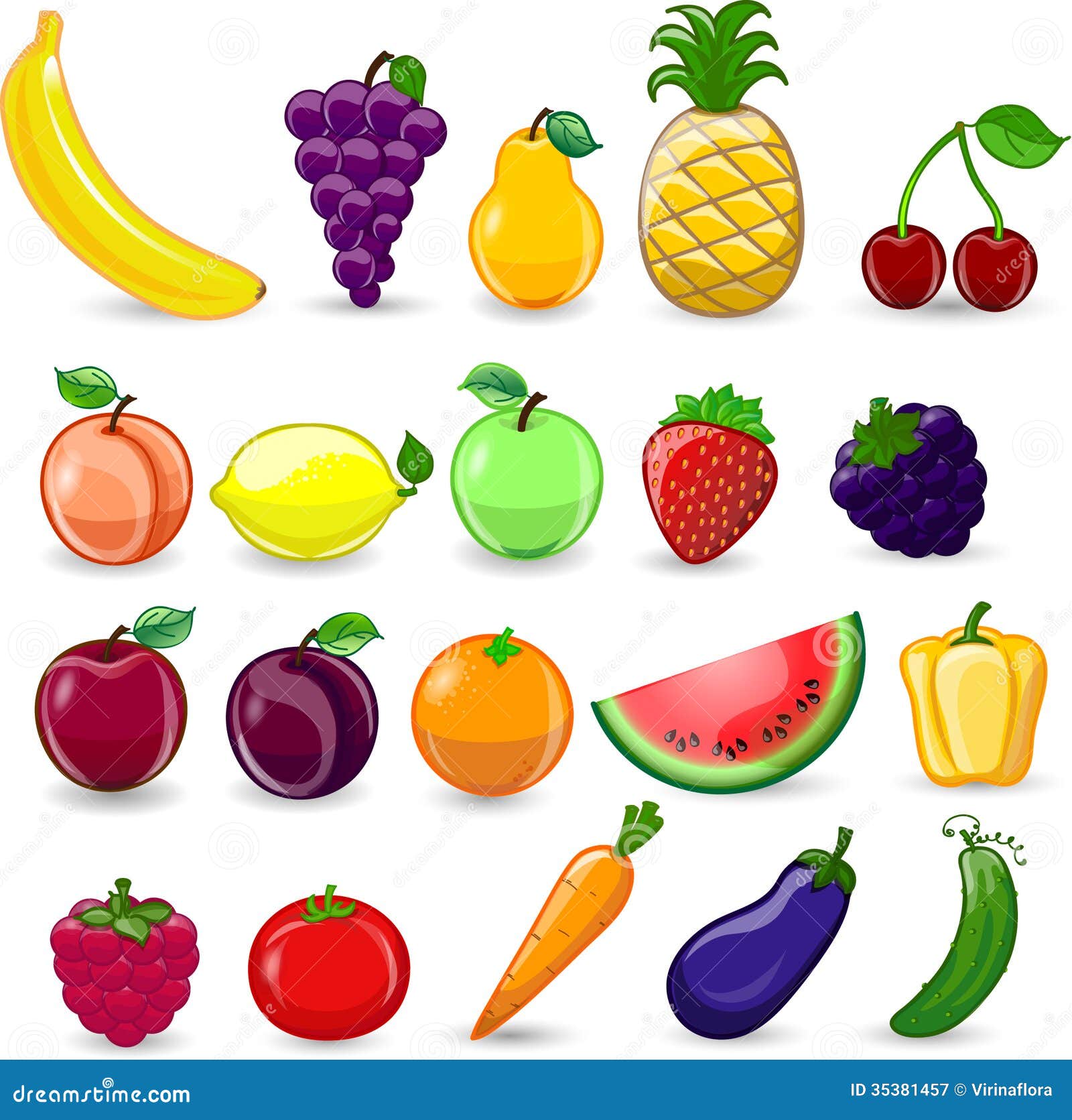 Cartoon Fruits and Vegetables,vector Stock Vector - Illustration