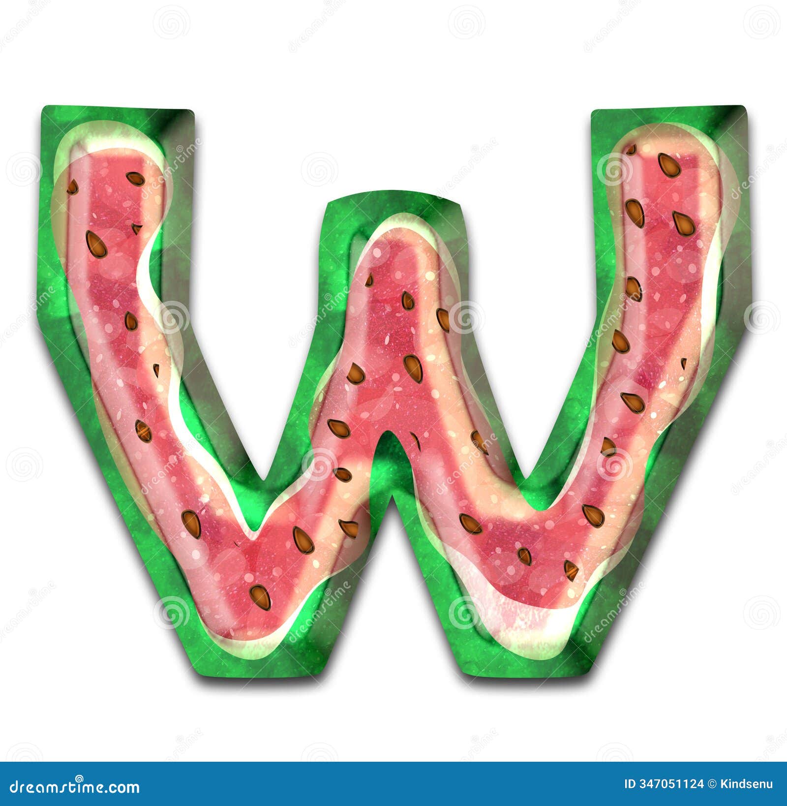 cartoon fruity alphabet letter w