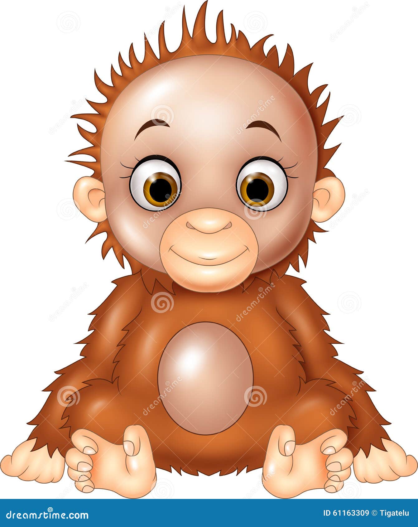  Cartoon  Funny Baby  Orangutan  On White Background Stock 