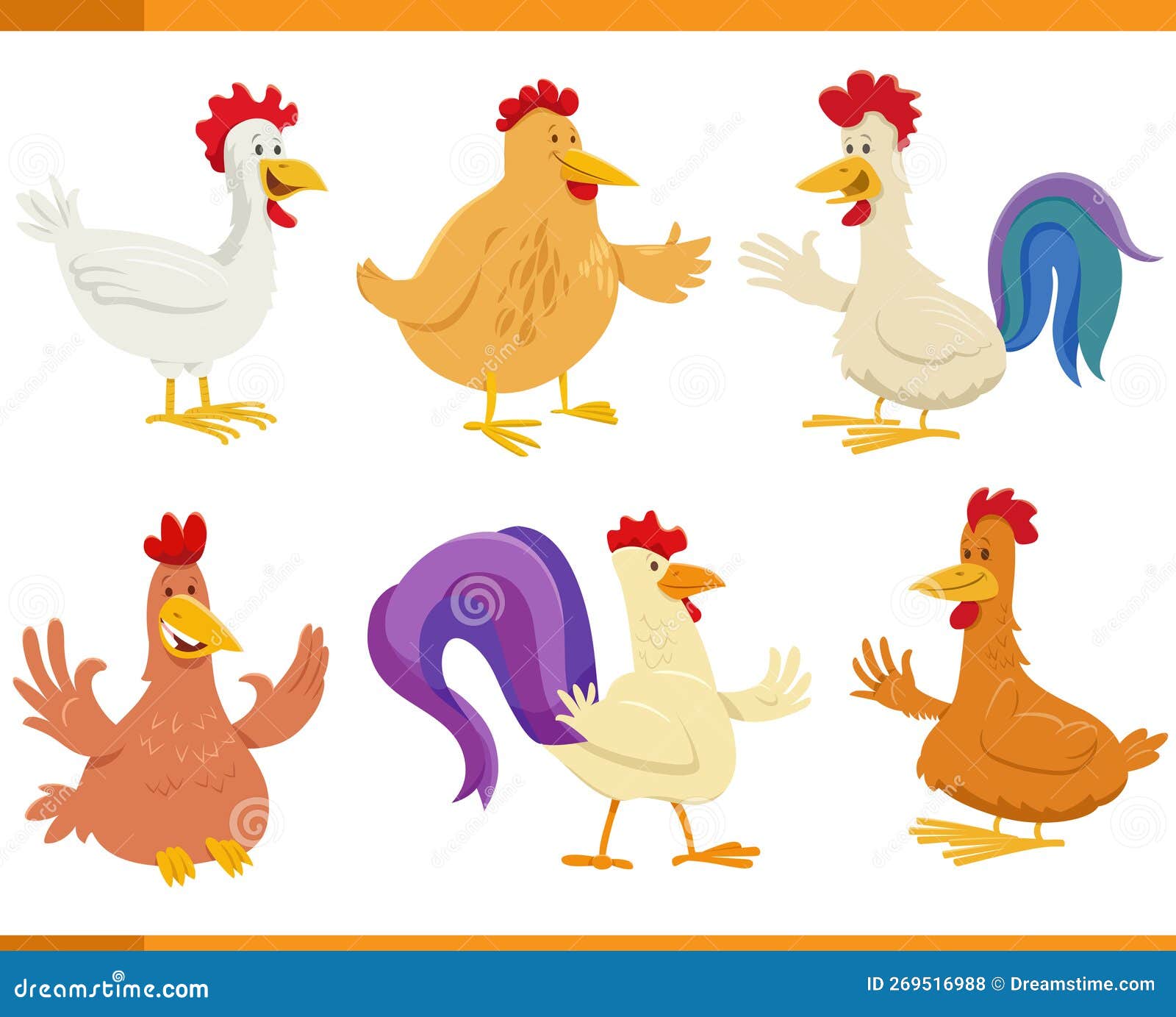 Funny Chickens Collection Cartoon Vector | CartoonDealer.com #51905113