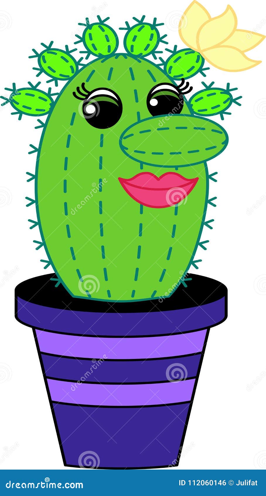 Cartoon Funny Colorful Cactus with Flower. Stock Vector - Illustration of  plant, doodle: 112060146