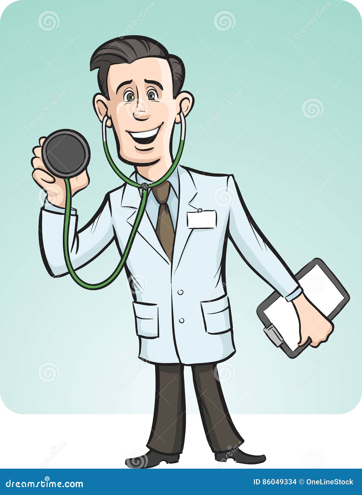Cartoon Funny Doctor with Stethoscope Stock Vector - Illustration of  easyedit, caucasian: 86049334