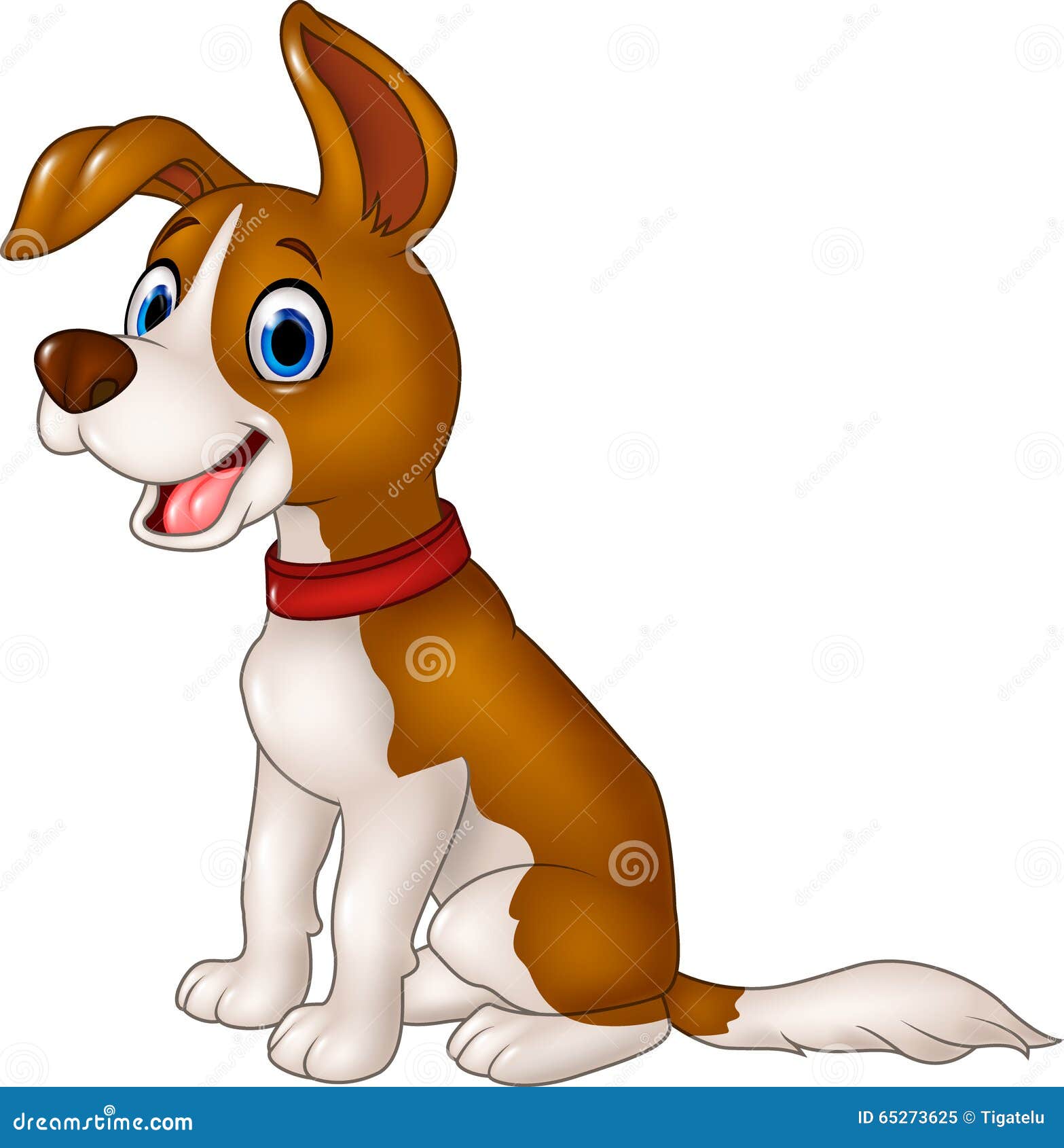Cartoon Funny Dog Sitting Isolated on White Background Stock Vector ...
