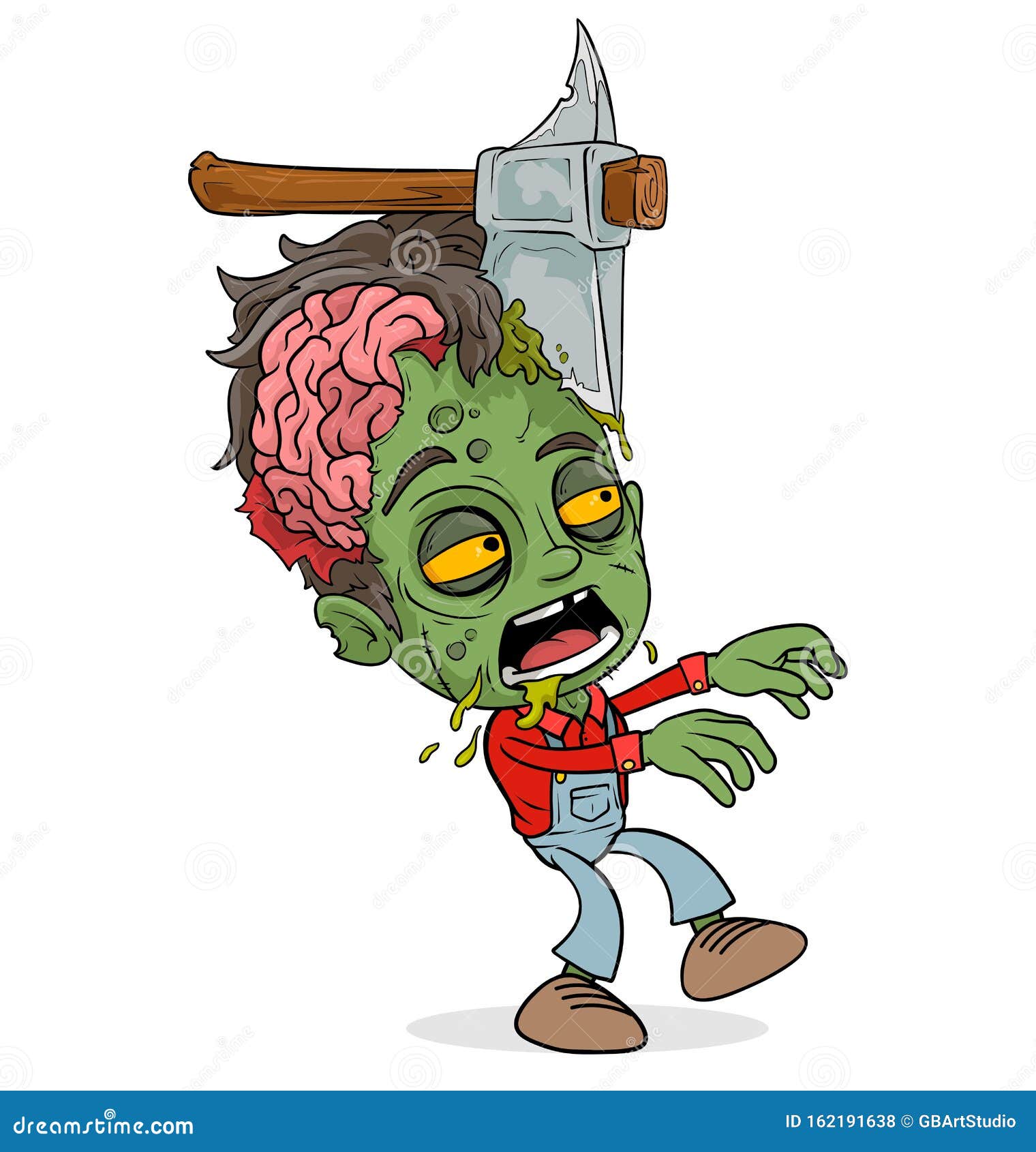 Cartoon Funny Green Zombie Boy Character Stock Vector - Illustration of  person, head: 162191638