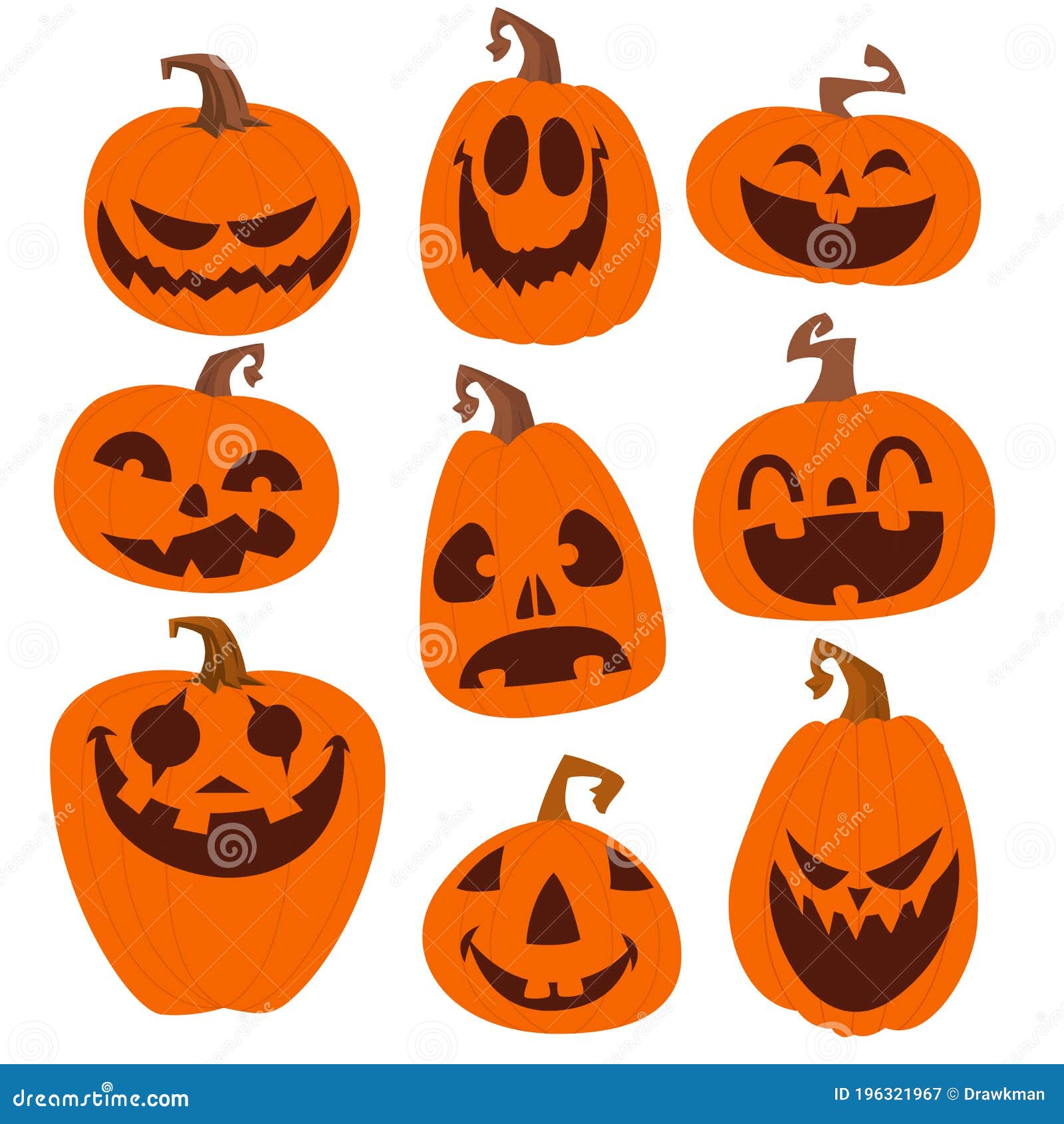 Halloween Cartoon Meme Pumpkin Scary Face Stock Vector (Royalty