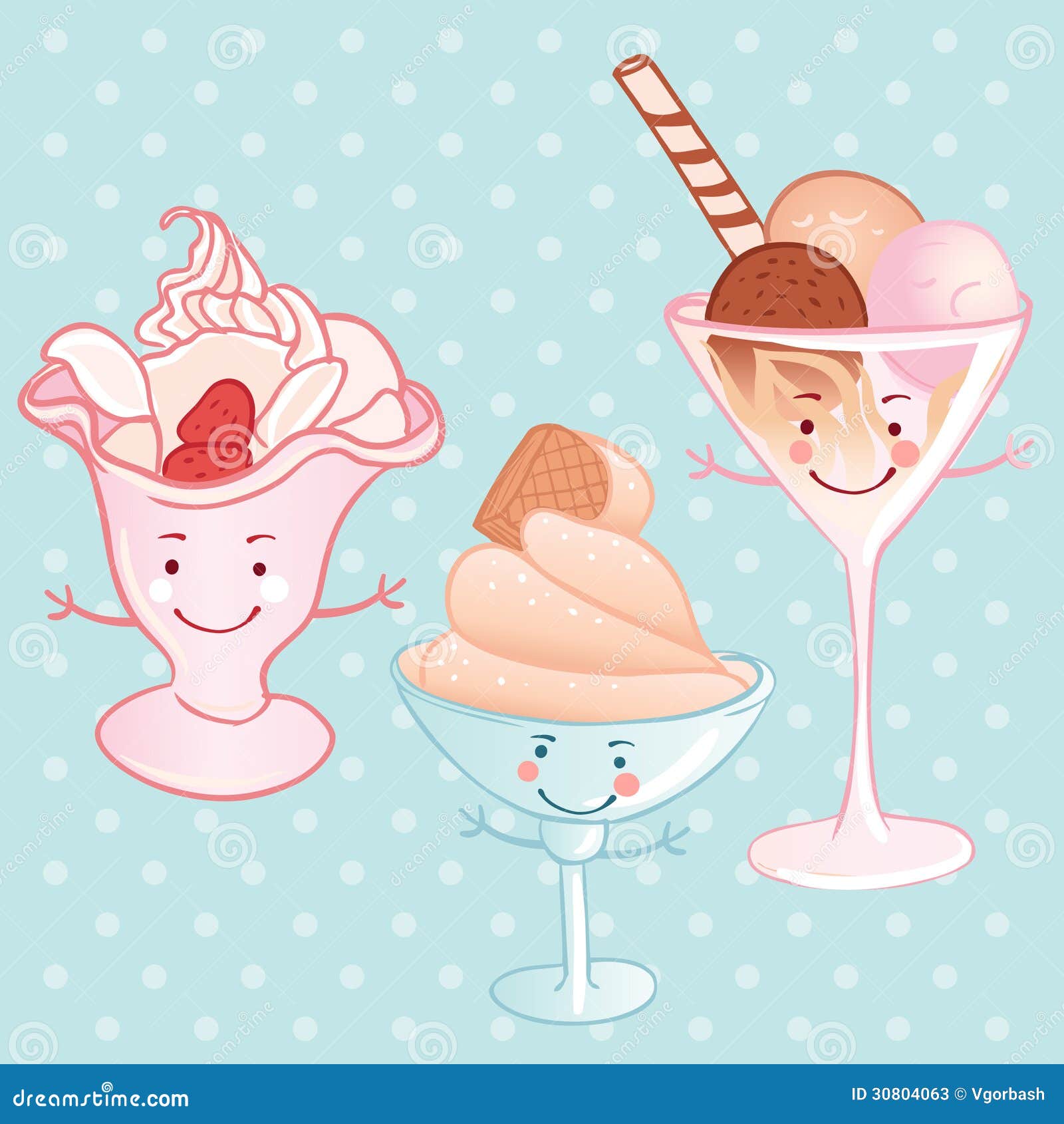Cartoon Funny Ice Cream Set Stock Illustration Illustration of