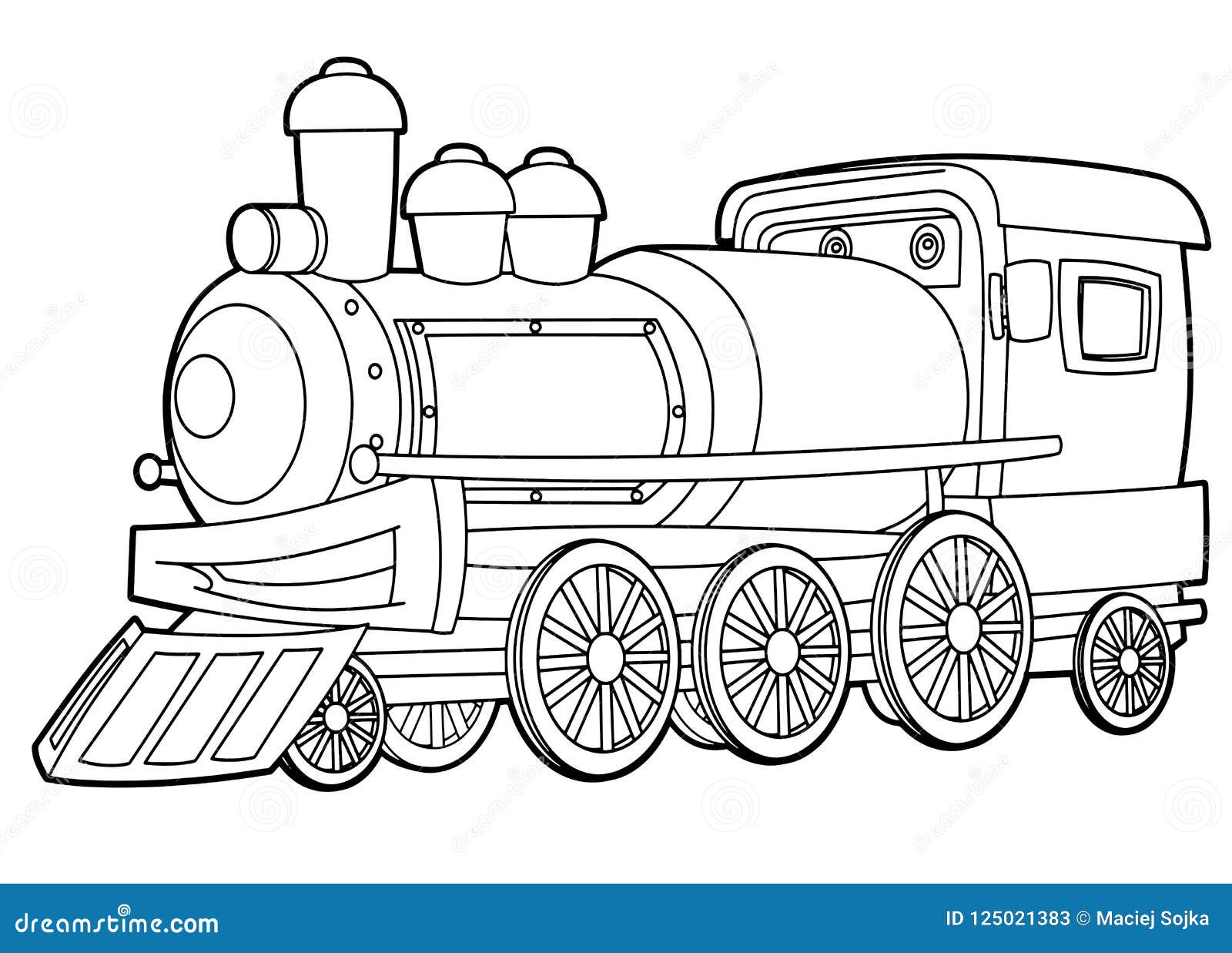 Cartoon Funny Looking Steam Train - Vector Coloring Page ...