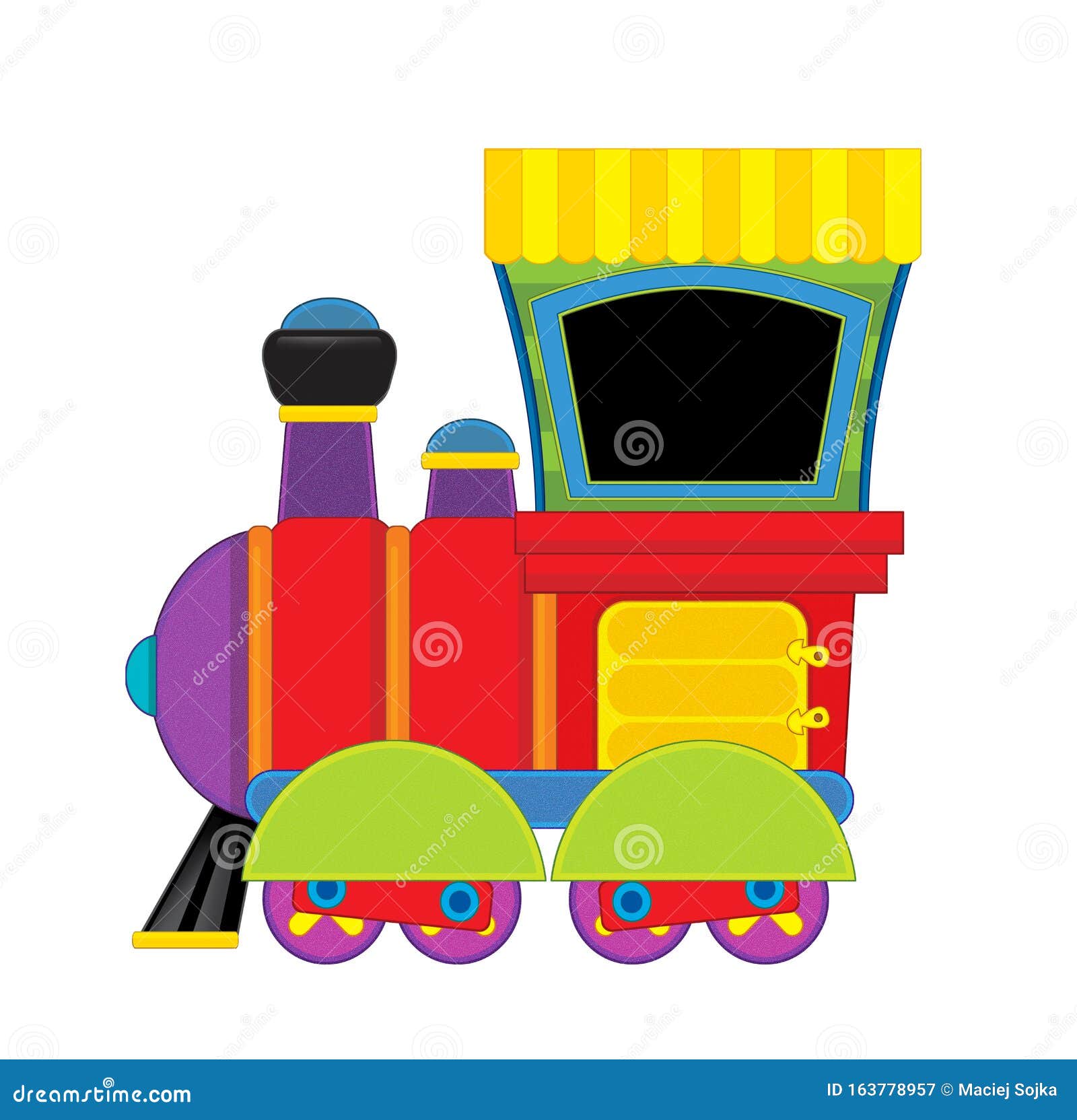 Cartoon Funny Looking Steam Train on White Background Stock Image - Image  of clip, friendly: 163778957