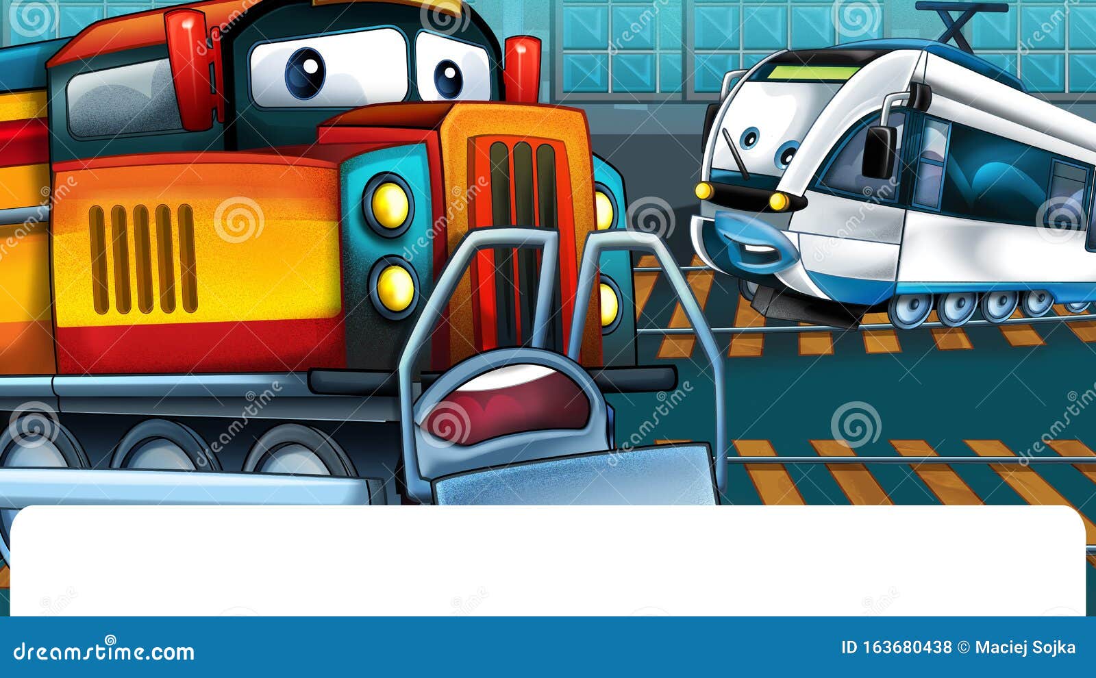 Cartoon Funny Looking Trains in Industrial Scenery Stock Illustration - Illustration of meadow, background: 163680438 Cartoon Funny Looking Trains in Industrial Scenery Stock Illustration - Illustration of meadow, background: 163680438
