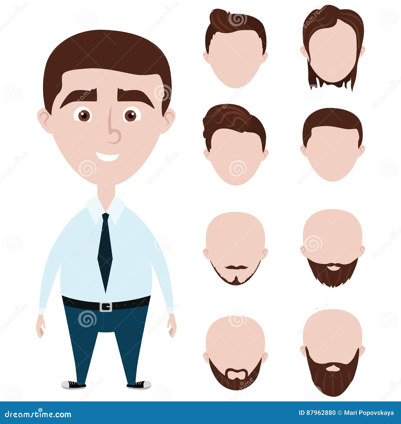 Cartoon Funny Man With Haircuts Set Stock Vector - Illustration of