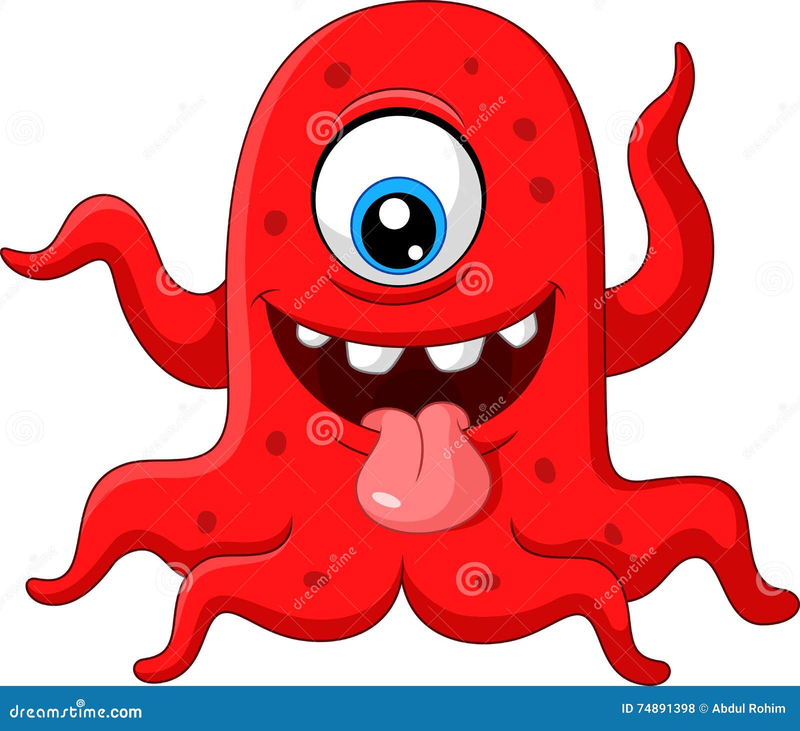 Cartoon funny red monster stock vector. Illustration of drawing - 74891398