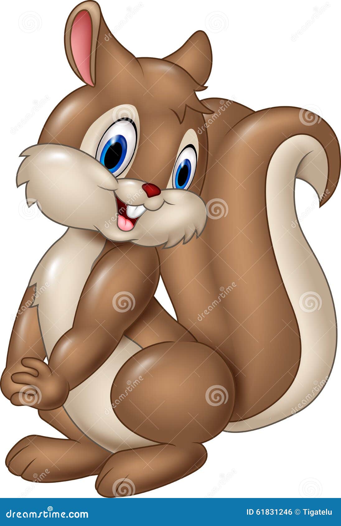 Cartoon Funny Squirrel Isolated on White Background Stock Vector