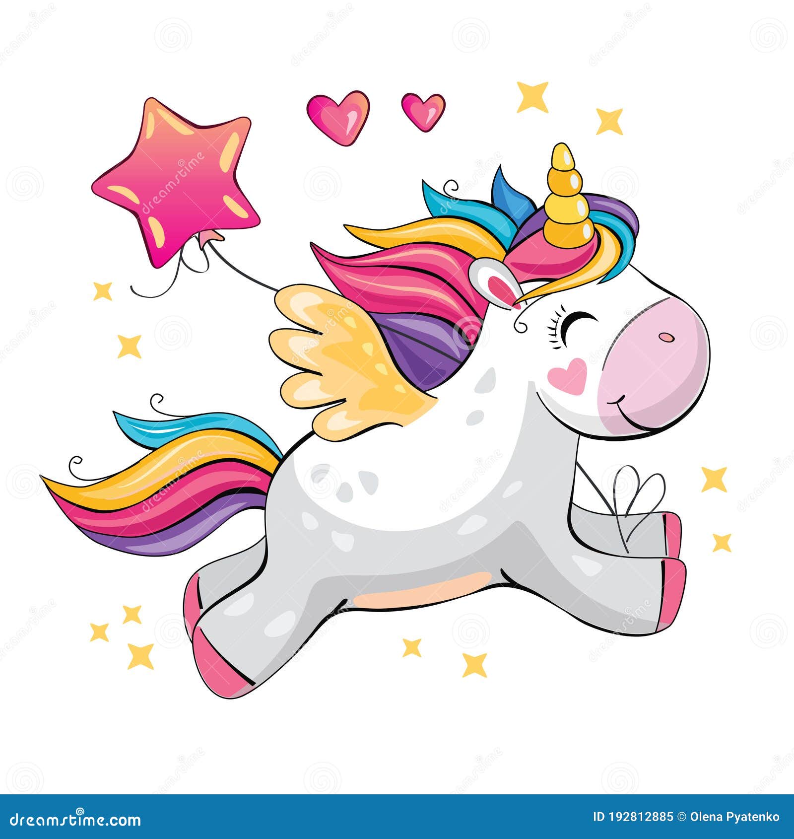 Cartoon Funny Unicorn on a White Background. Cute Little Pony with ...