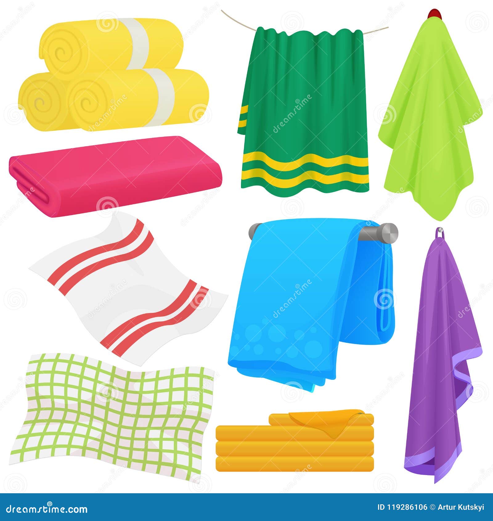 cartoon funny  towels. cloth cotton towel for bath. fabric towel for hygiene.