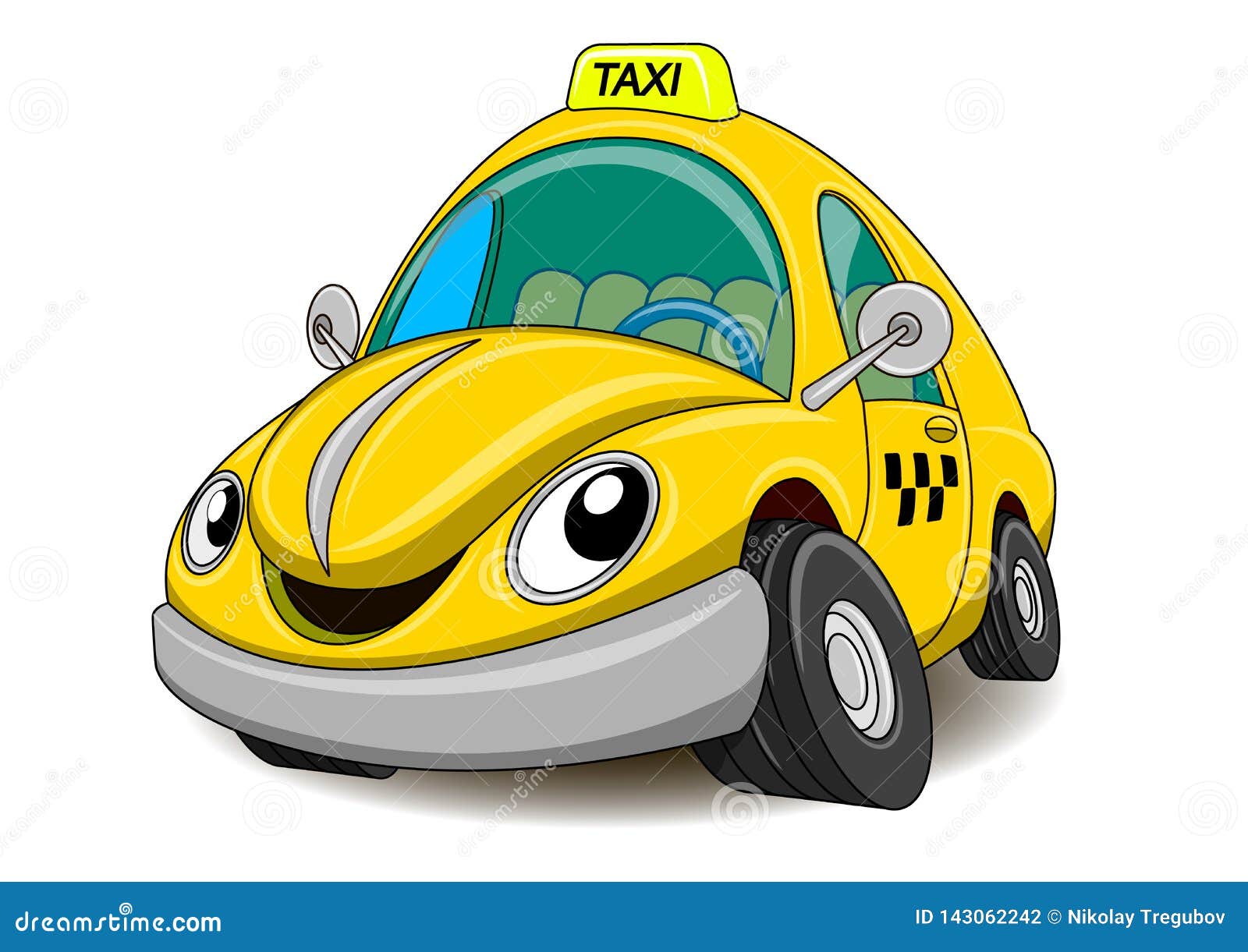 Cartoon funny yellow taxi stock vector. Illustration of orange - 143062242