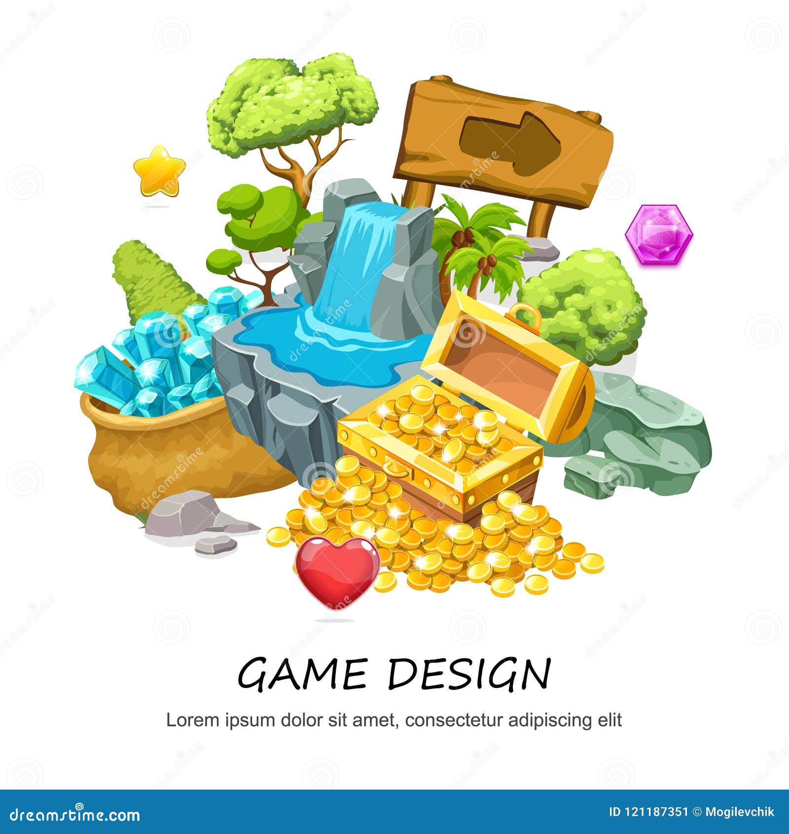 Cartoon Game Design Concept Stock Vector - Illustration of mineral