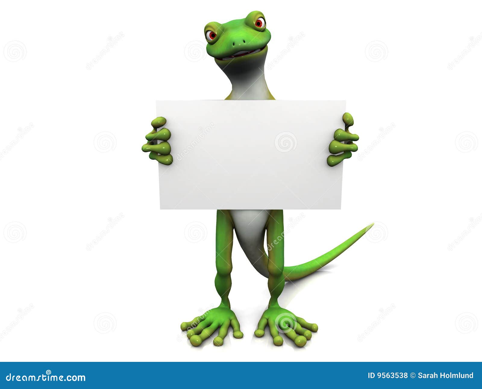 Cartoon gecko with sign. stock illustration. Image of sign - 9563538