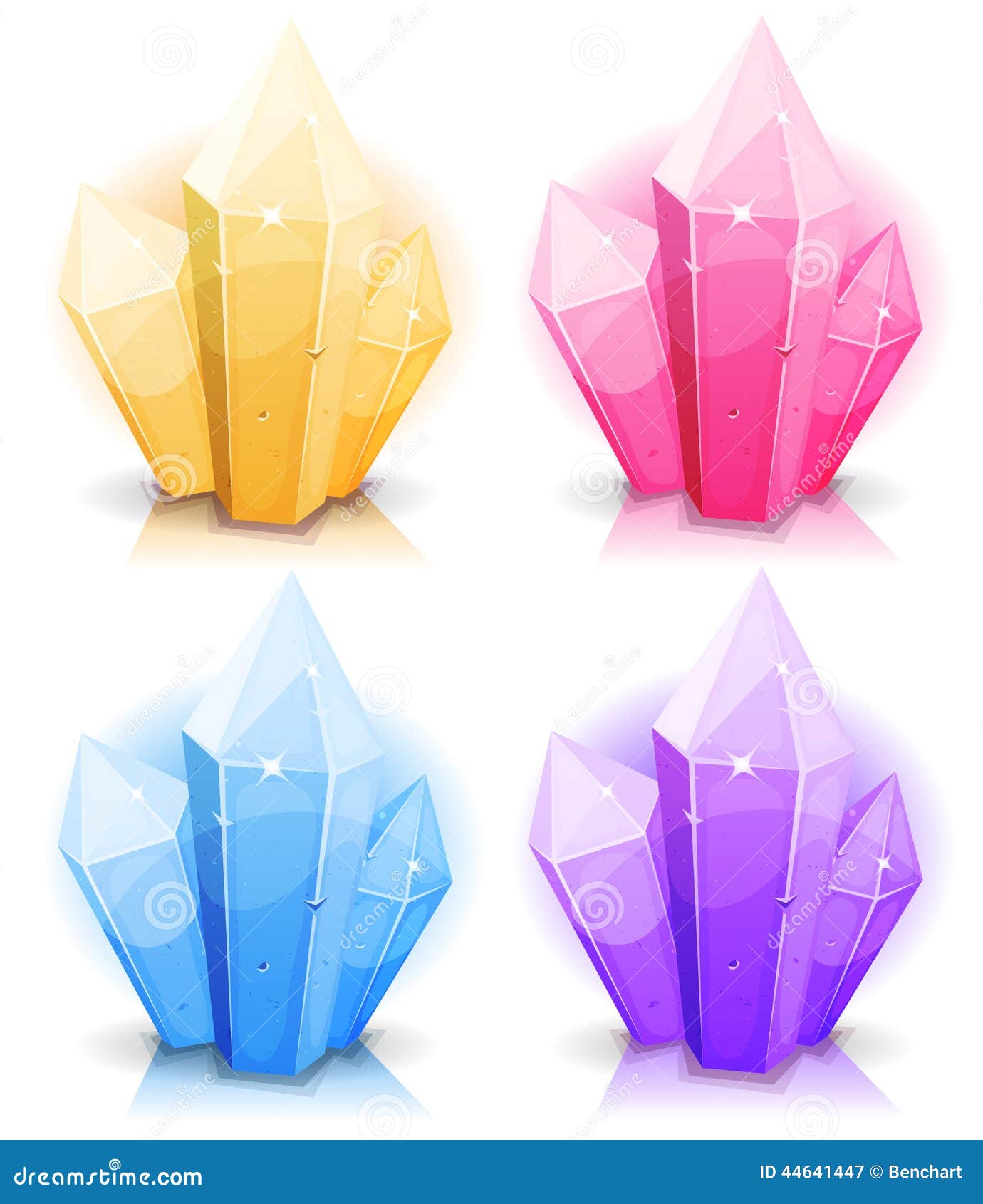 Cartoon Gems and Diamonds Icons Set Stock Vector - Illustration of