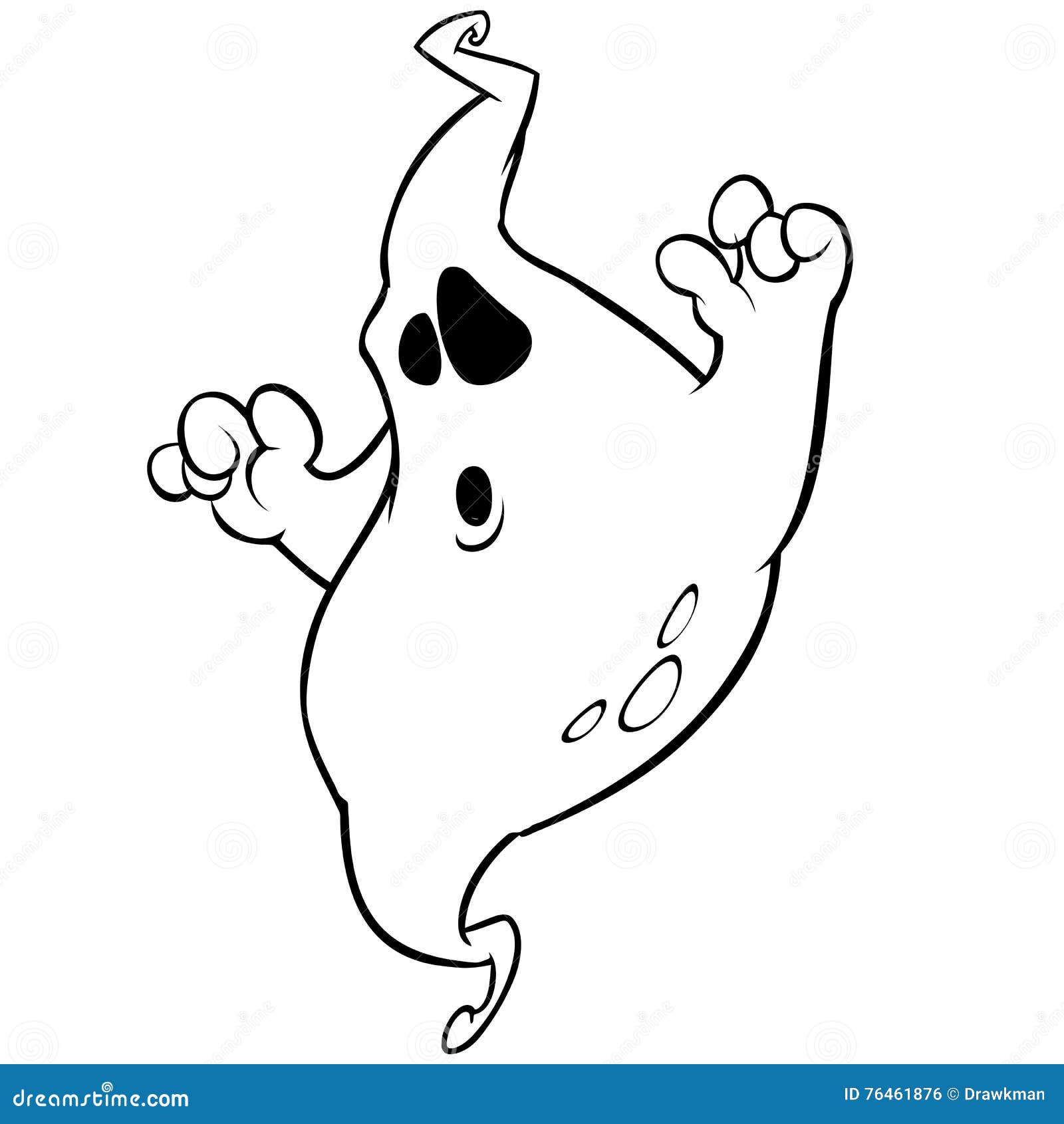 Funny and Cute Ghost Halloween Background Coloring Set Outline for