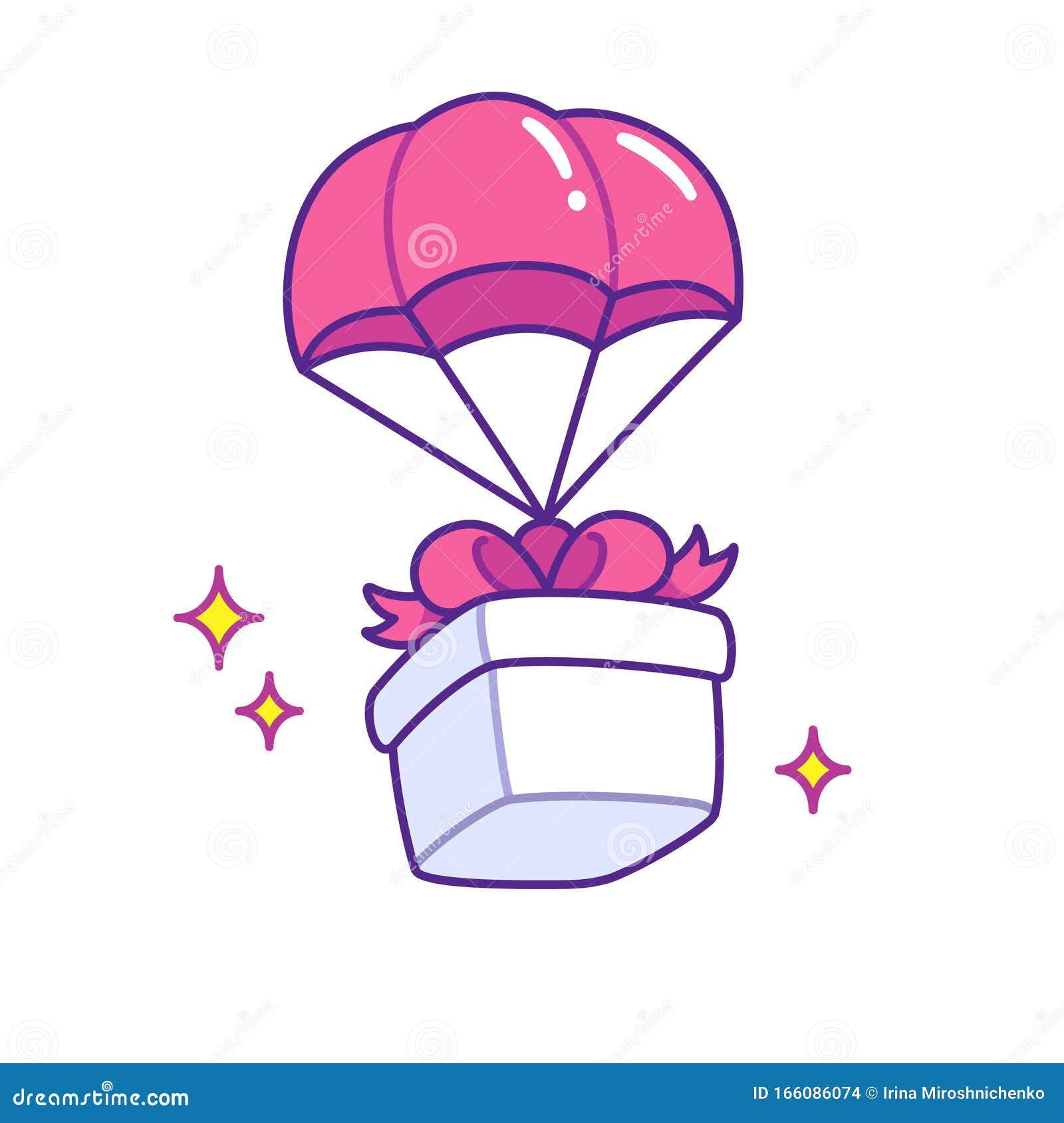 cartoon gift box with parachute