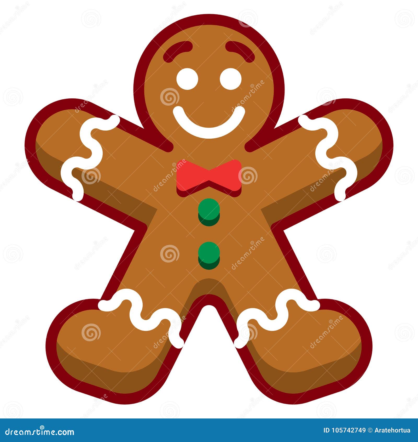 Cartoon Gingerbread Man Isolated on White Background Stock Illustration