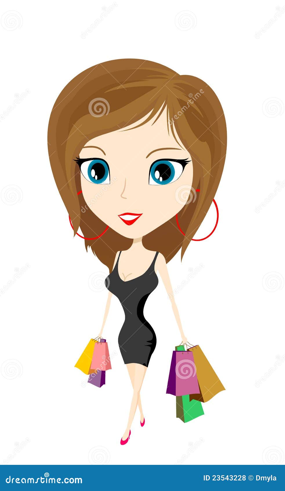 Cartoon girl with bags stock illustration. Image of 