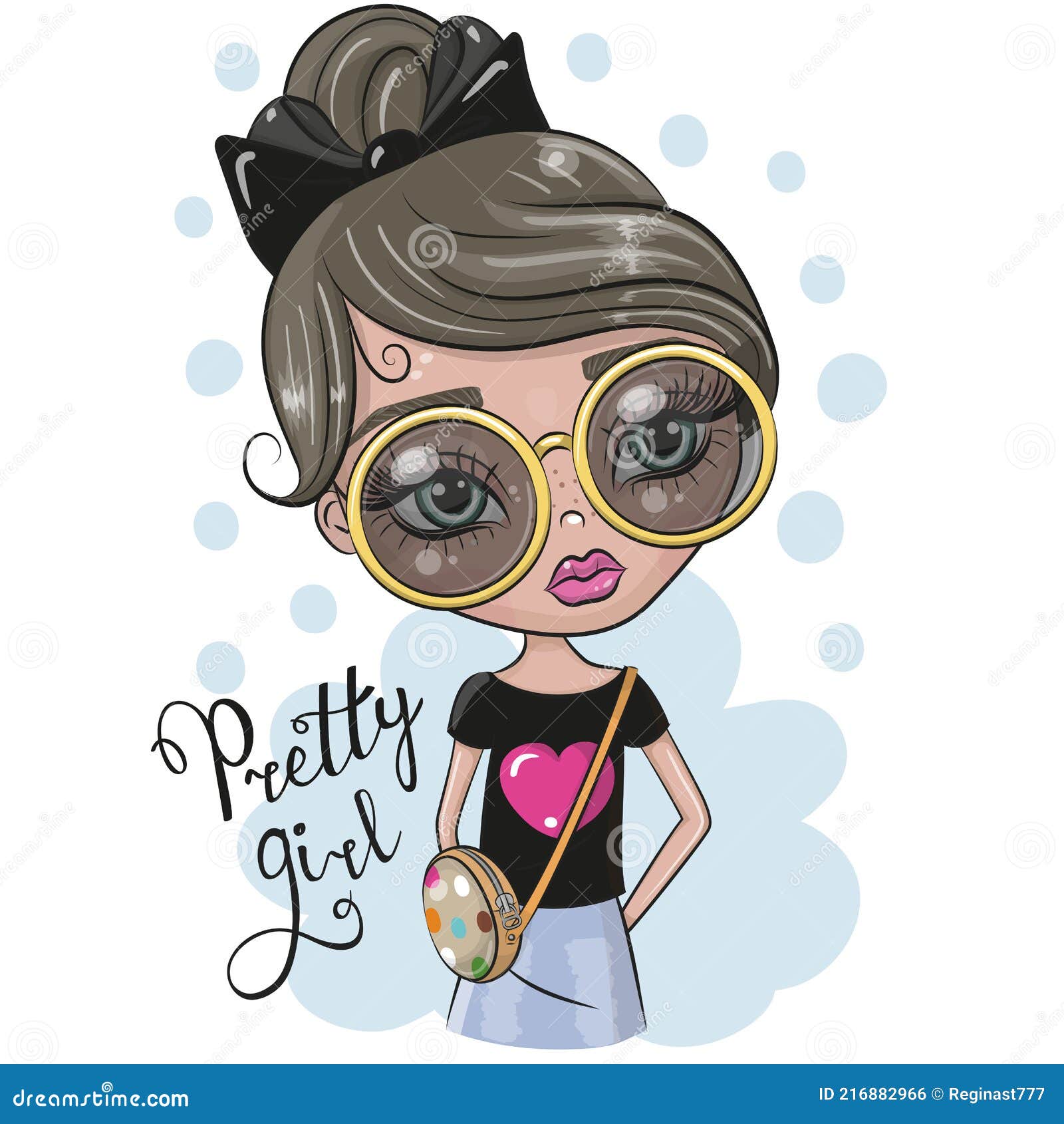 Cartoon Girl with Big Glasses on a Blue Background Stock Vector -  Illustration of backgrounds, beauty: 216882966
