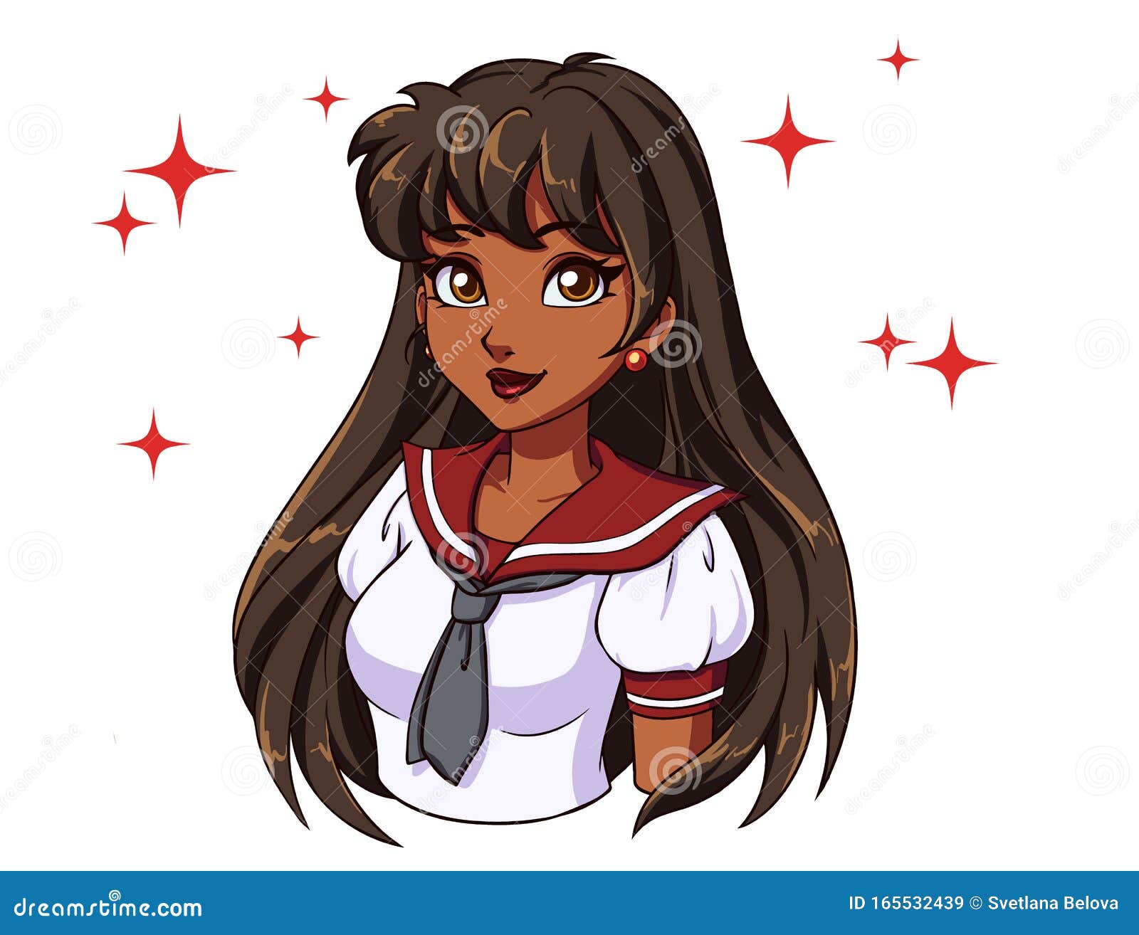 Cartoon Girl with Black Hair in Japanese School Uniform Stock Vector -  Illustration of beautiful, brown: 165532439