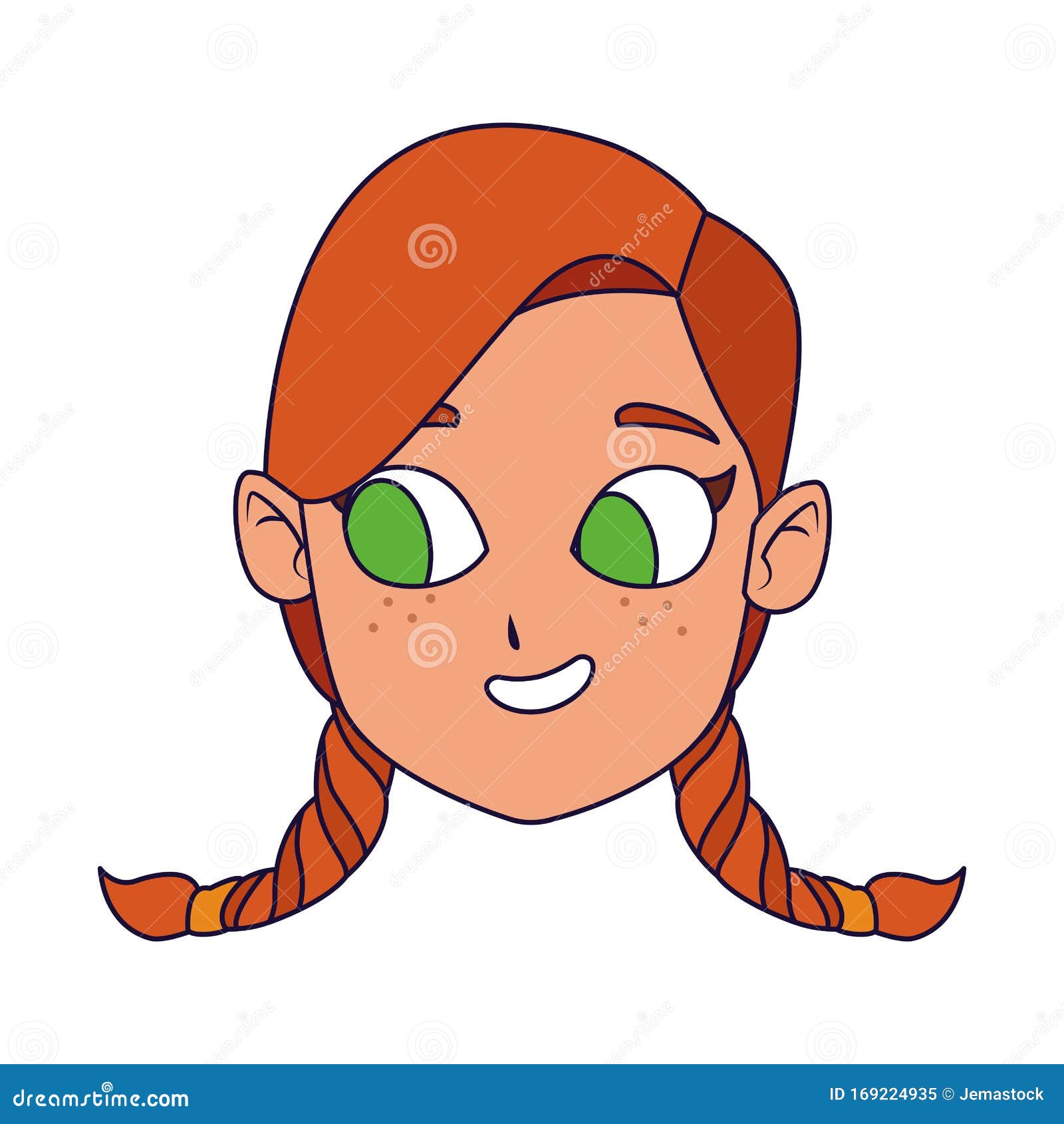 Download Cartoon Girl With Braids Icon Stock Vector - Illustration of joyful, concept: 169224935