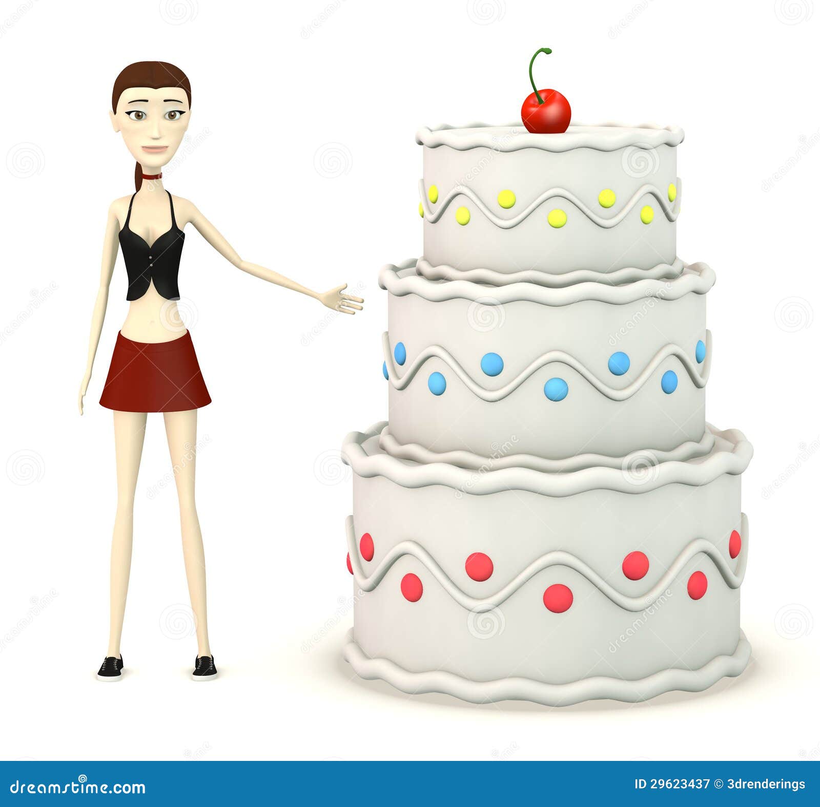 Cartoon girl with cake stock illustration. Illustration of toon 29623437