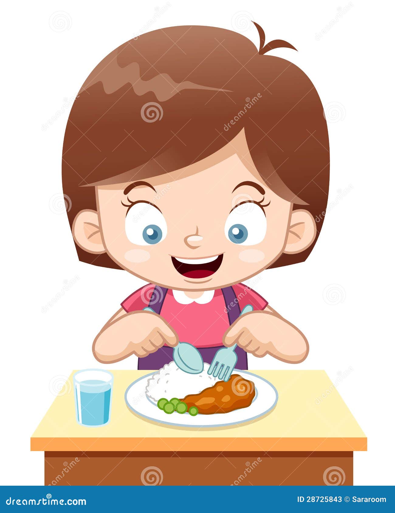Cartoon Girl eating stock vector. Illustration of small - 28725843