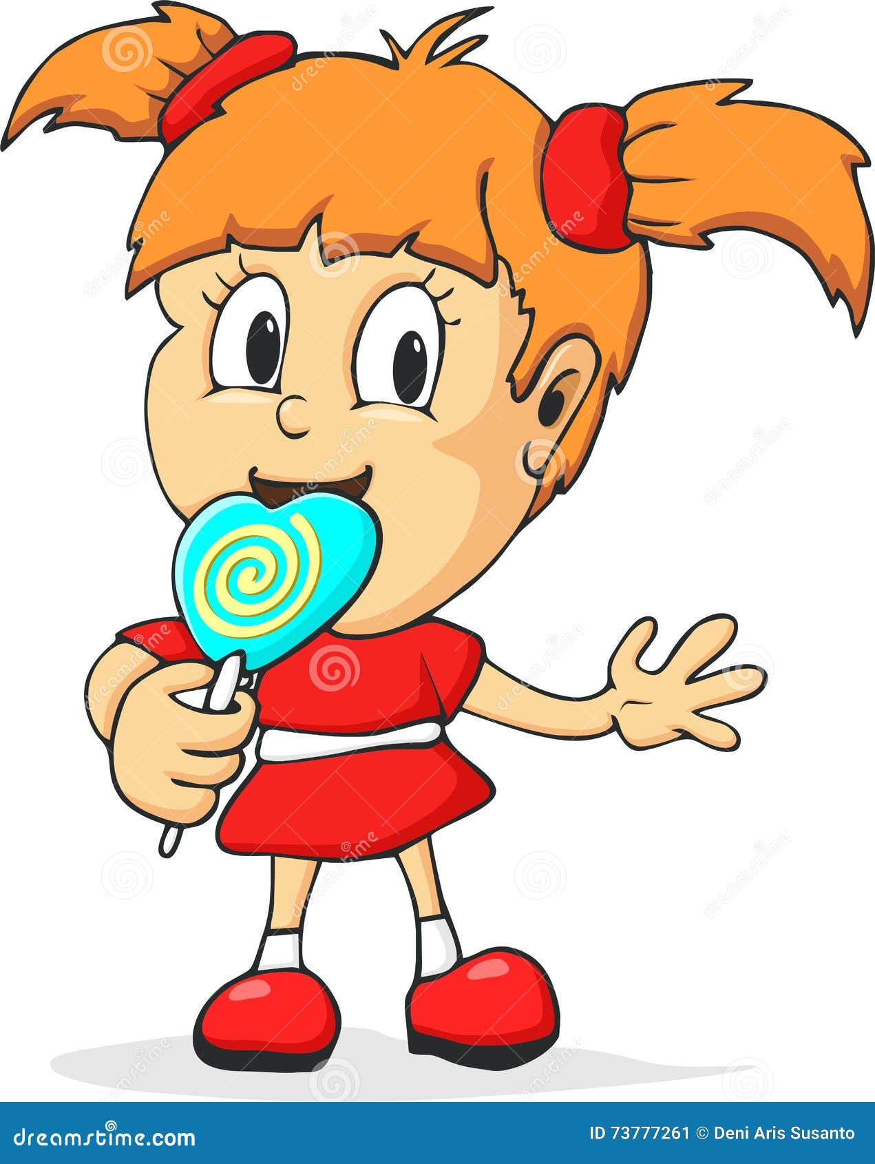 Cartoon Girl Eating Lollypop Stock Vector - Illustration of dessert, lick:  73777261