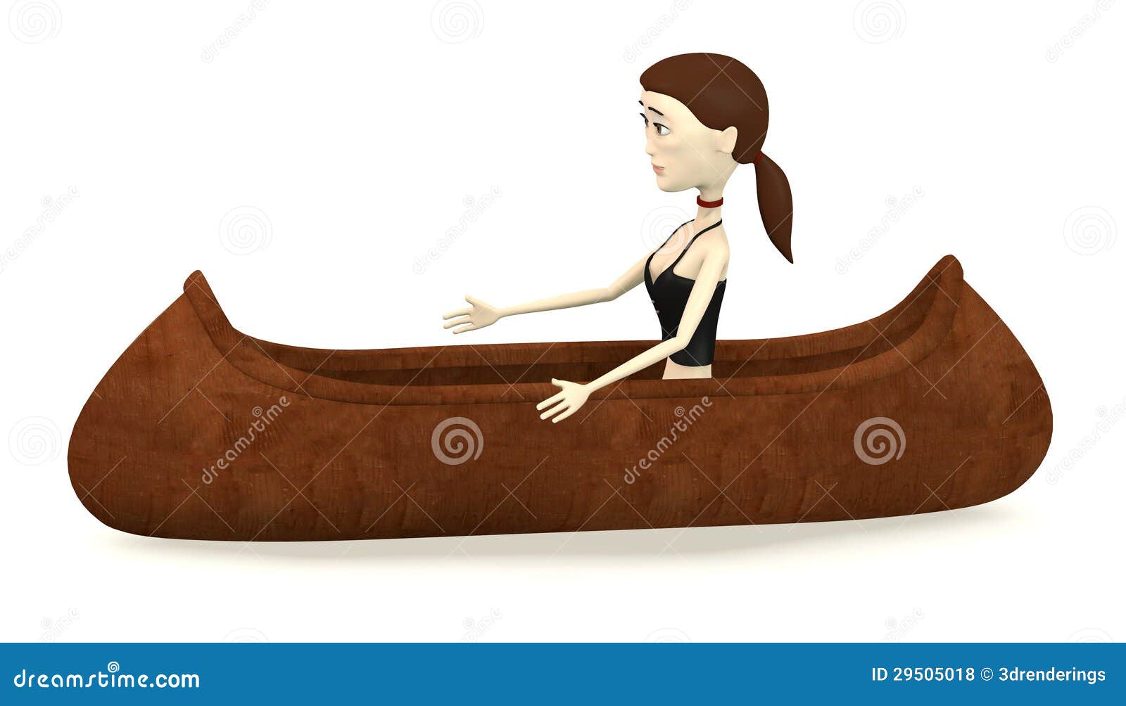 Cartoon Girl In Indian Canoe Stock Illustration ...