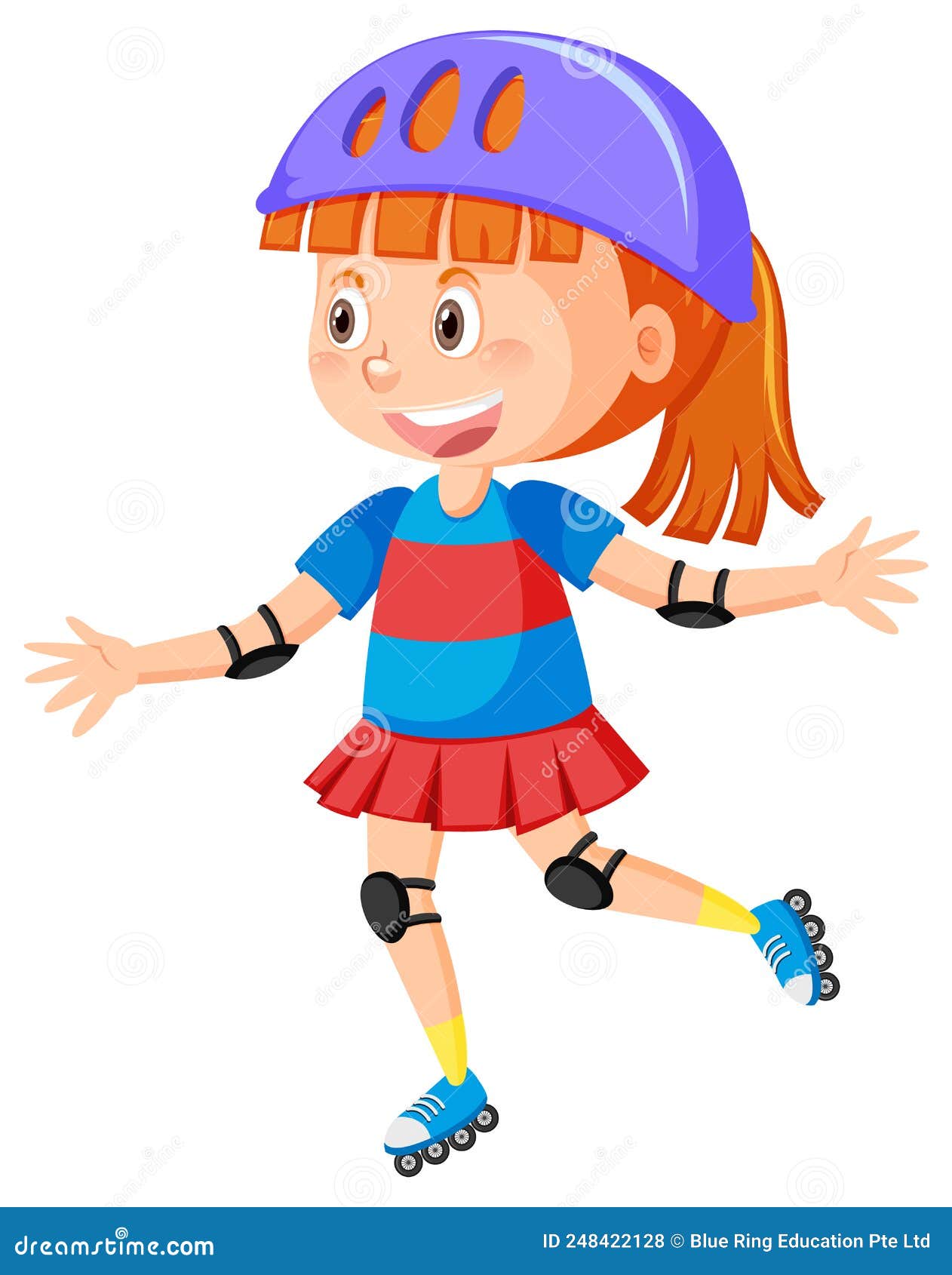 Cartoon Girl on Inline Skates Stock Vector Illustration of activity