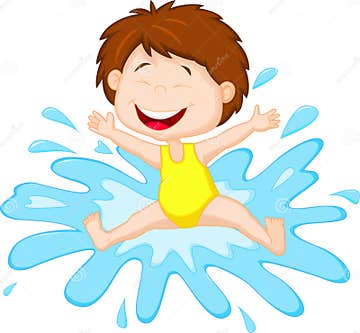 Cartoon Girl Jumping To the Water Stock Vector - Illustration of ...