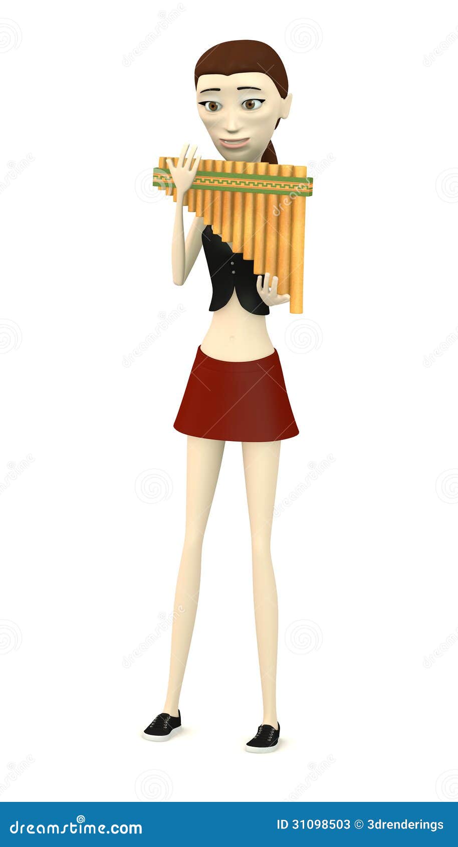 Cartoon Girl With Pan Flute Stock Illustration Image 31098503
