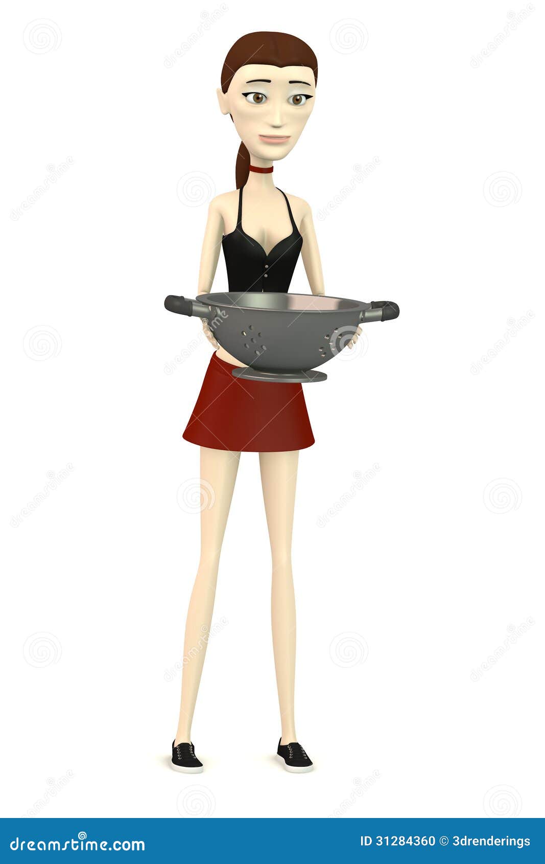 Cartoon girl with sieve stock illustration. Illustration of render 31284360
